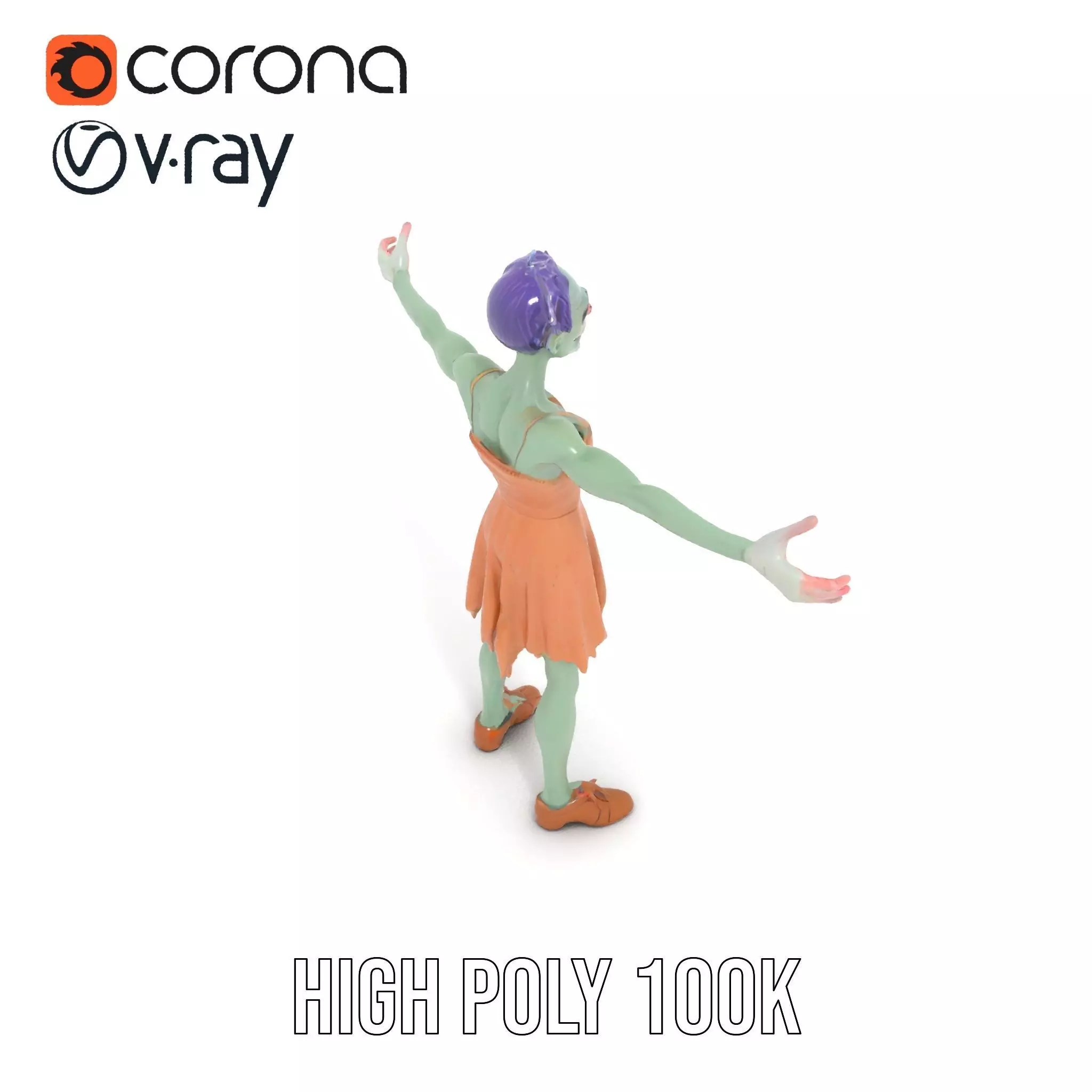 Cartoon Zombie Character model pack Low-poly 3D model_25