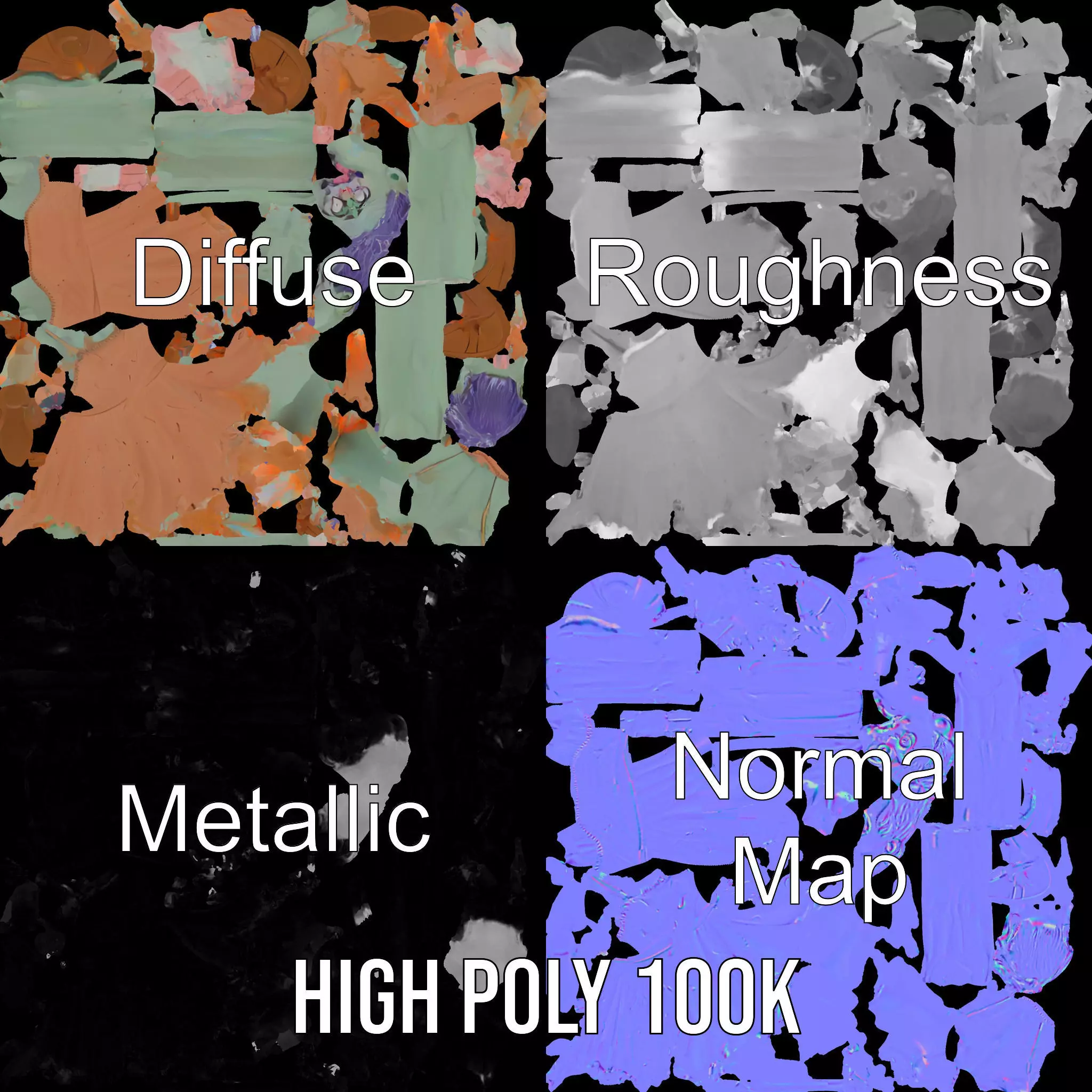 Cartoon Zombie Character model pack Low-poly 3D model_3