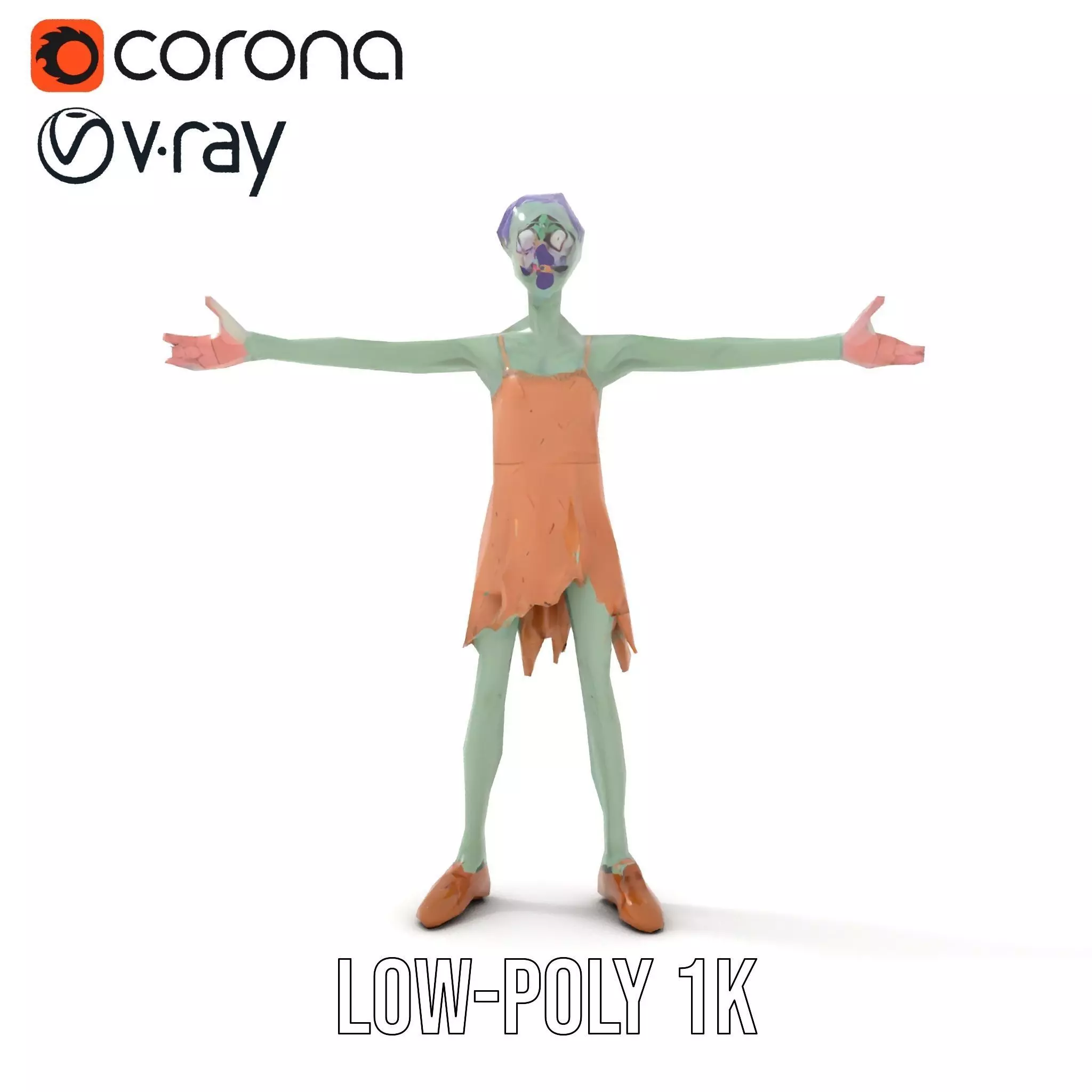 Cartoon Zombie Character model pack Low-poly 3D model_7