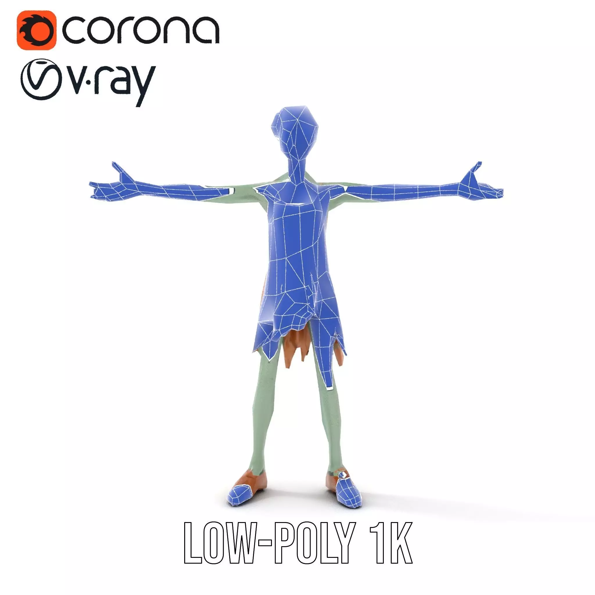 Cartoon Zombie Character model pack Low-poly 3D model_10