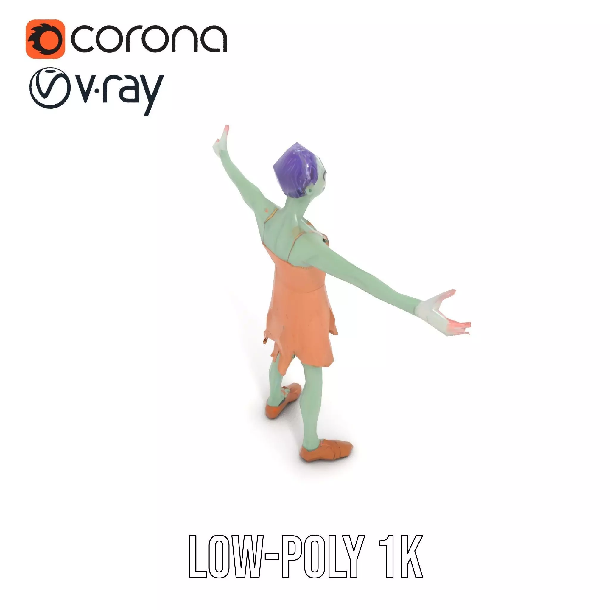 Cartoon Zombie Character model pack Low-poly 3D model_30