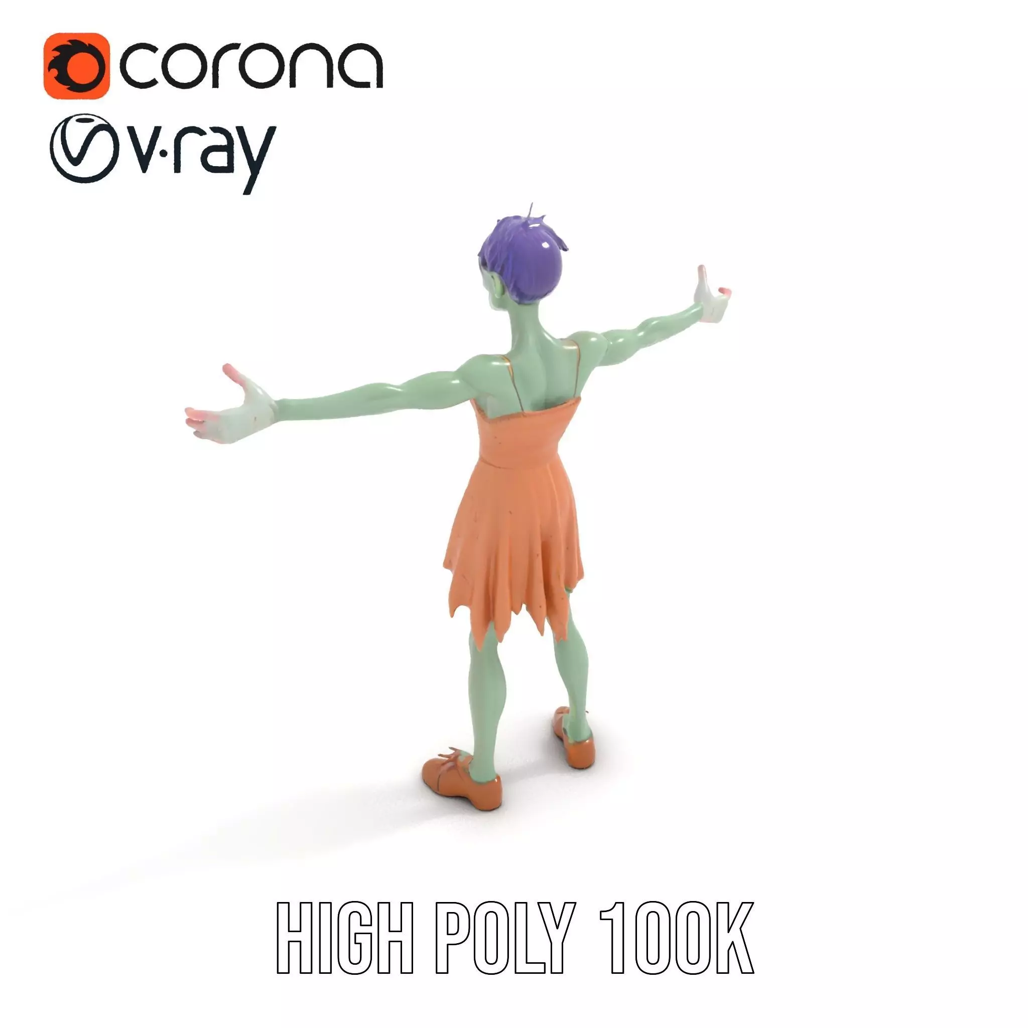 Cartoon Zombie Character model pack Low-poly 3D model_14