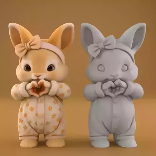 Cute Bunny Heart Hands STL for Joyful Decor