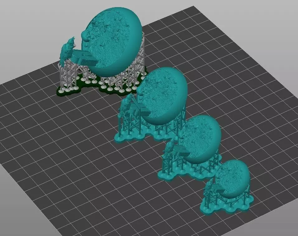 Scenic Bases Set with Skeleton - 25-32-40-50mm Presupported 3D print model_6