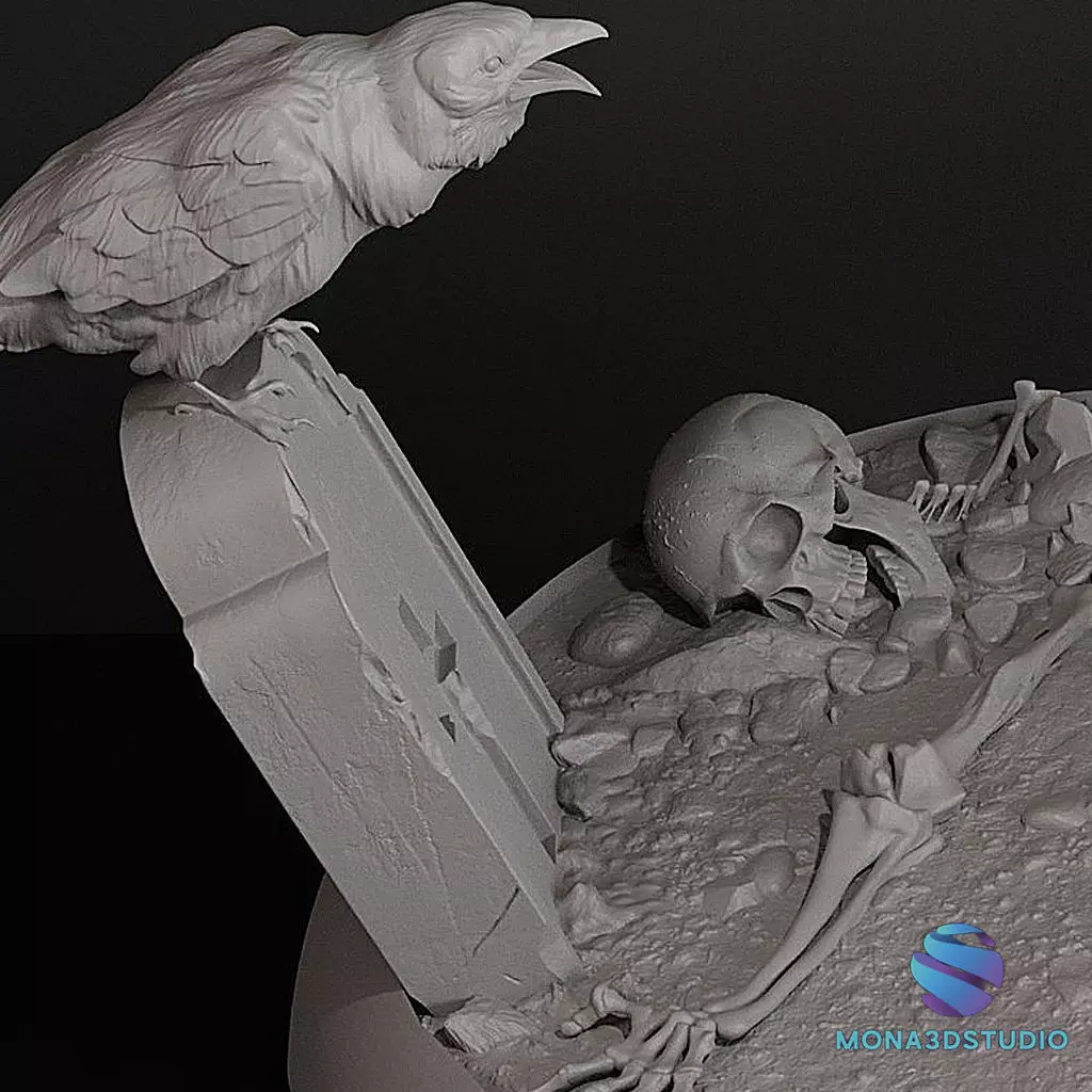 Scenic Bases Set with Skeleton - 25-32-40-50mm Presupported 3D print model_3