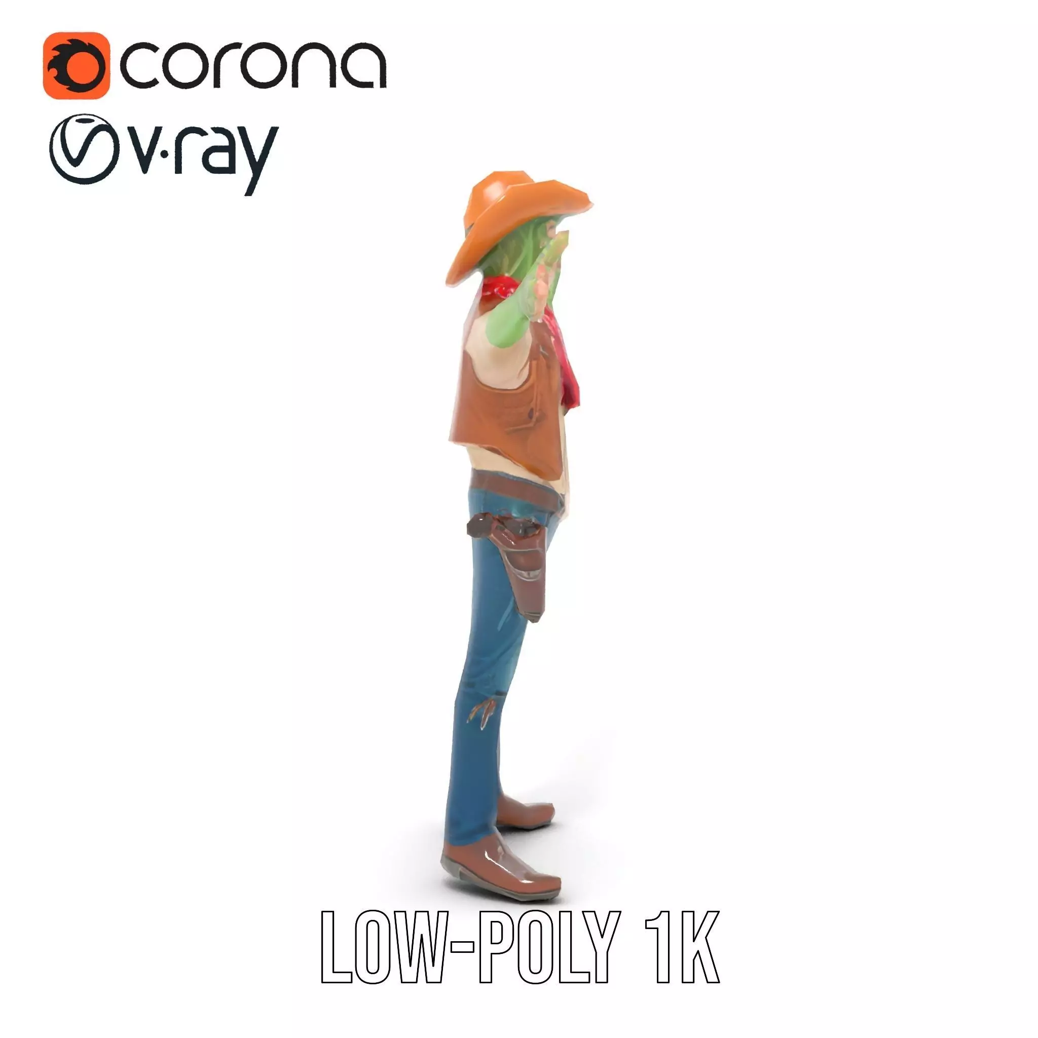 Cowboy Zombie model pack Low-poly 3D model_19