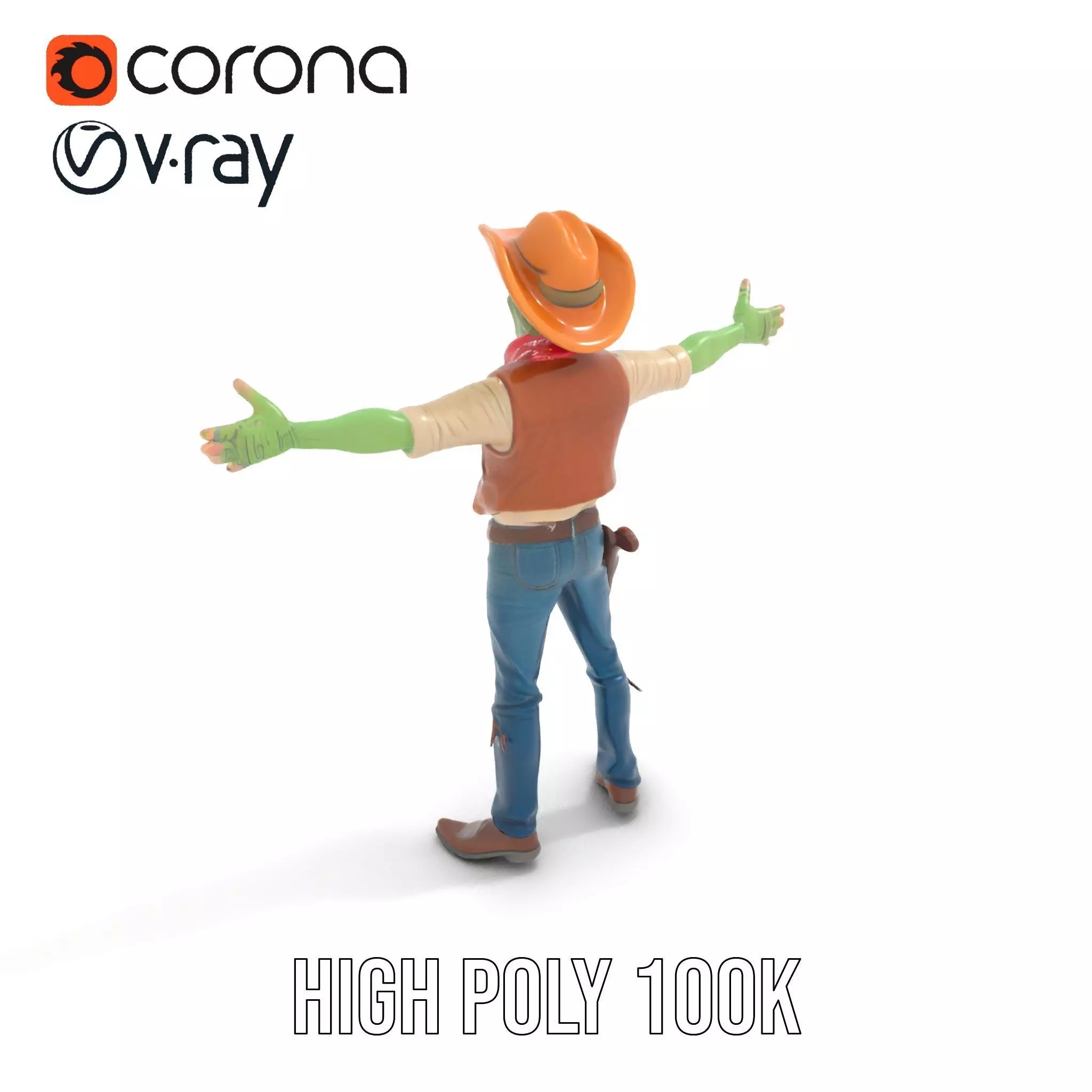 Cowboy Zombie model pack Low-poly 3D model_17