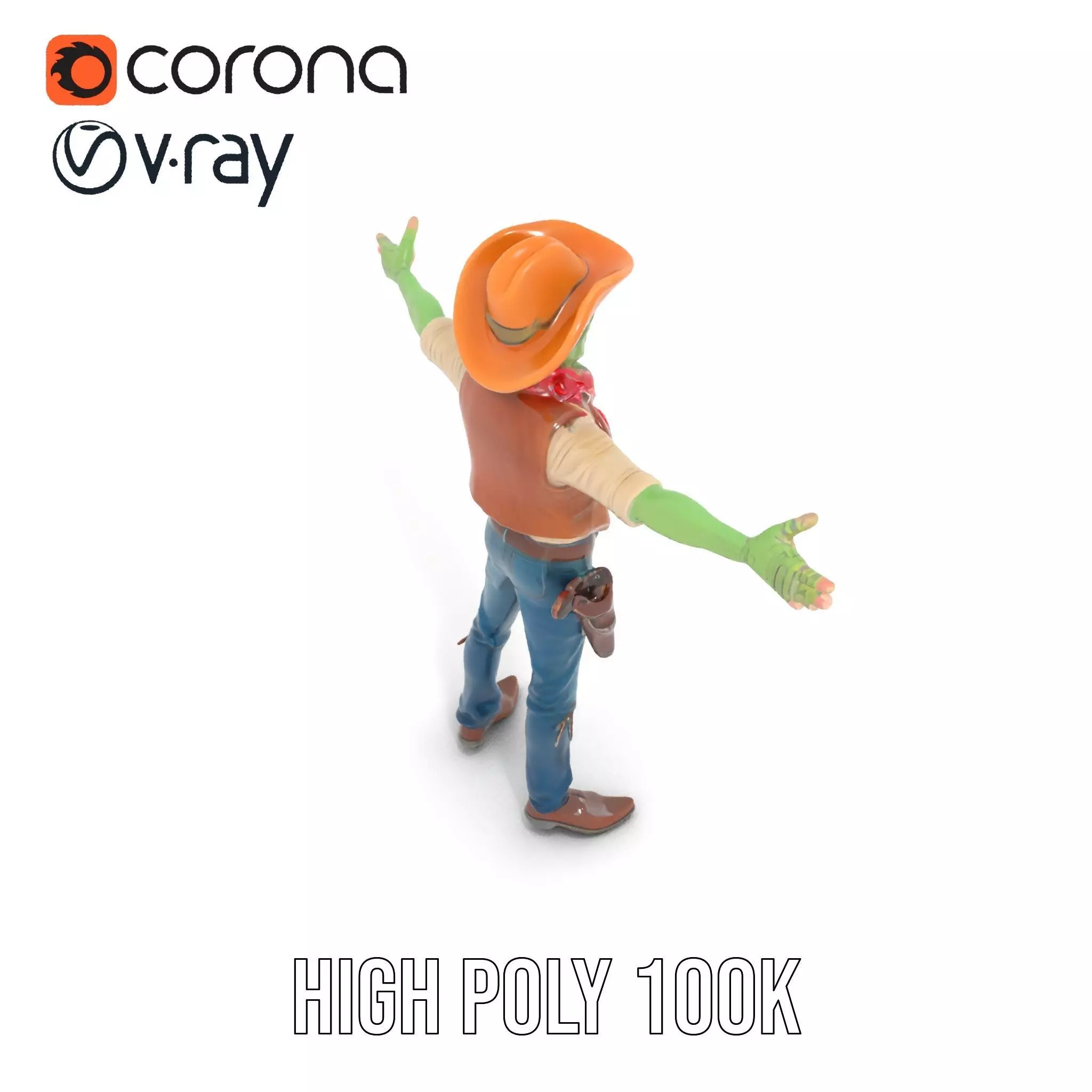 Cowboy Zombie model pack Low-poly 3D model_14