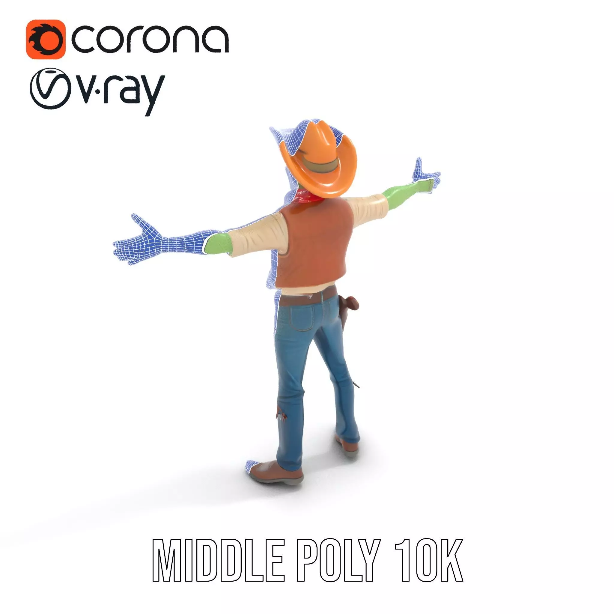 Cowboy Zombie model pack Low-poly 3D model_5