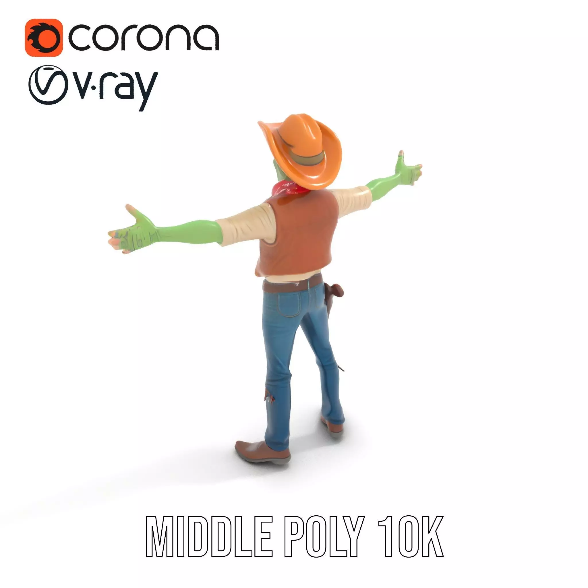 Cowboy Zombie model pack Low-poly 3D model_12