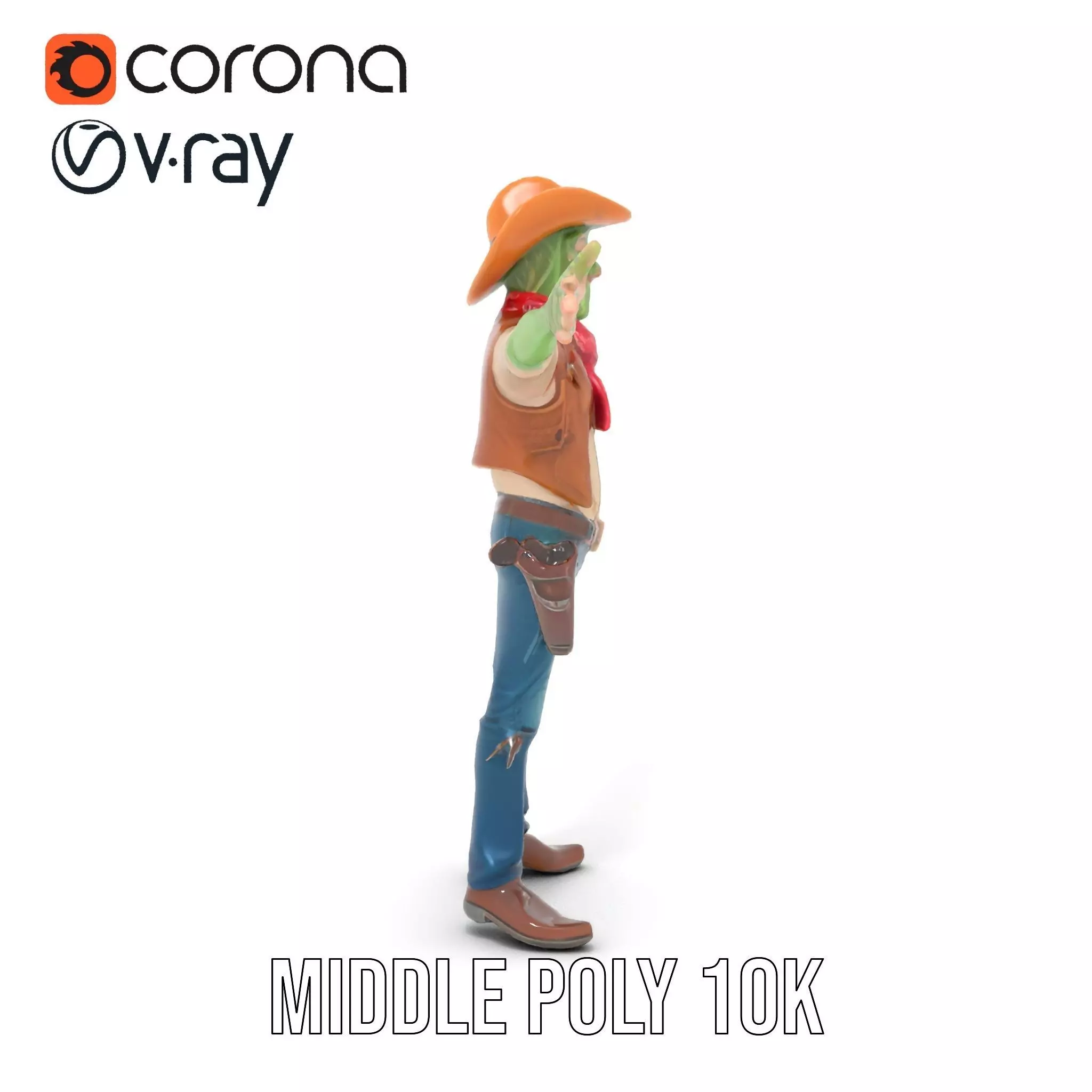 Cowboy Zombie model pack Low-poly 3D model_21