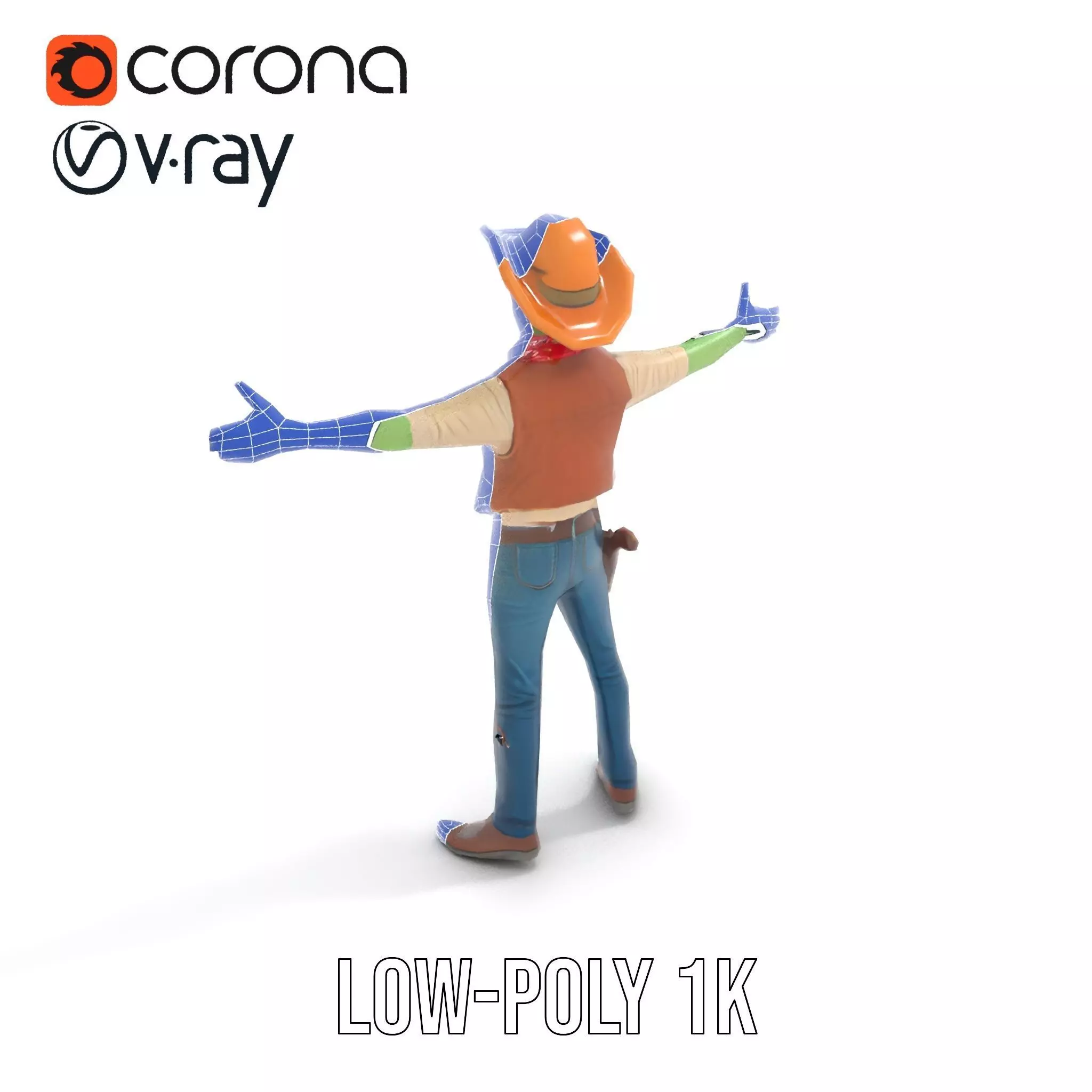 Cowboy Zombie model pack Low-poly 3D model_30