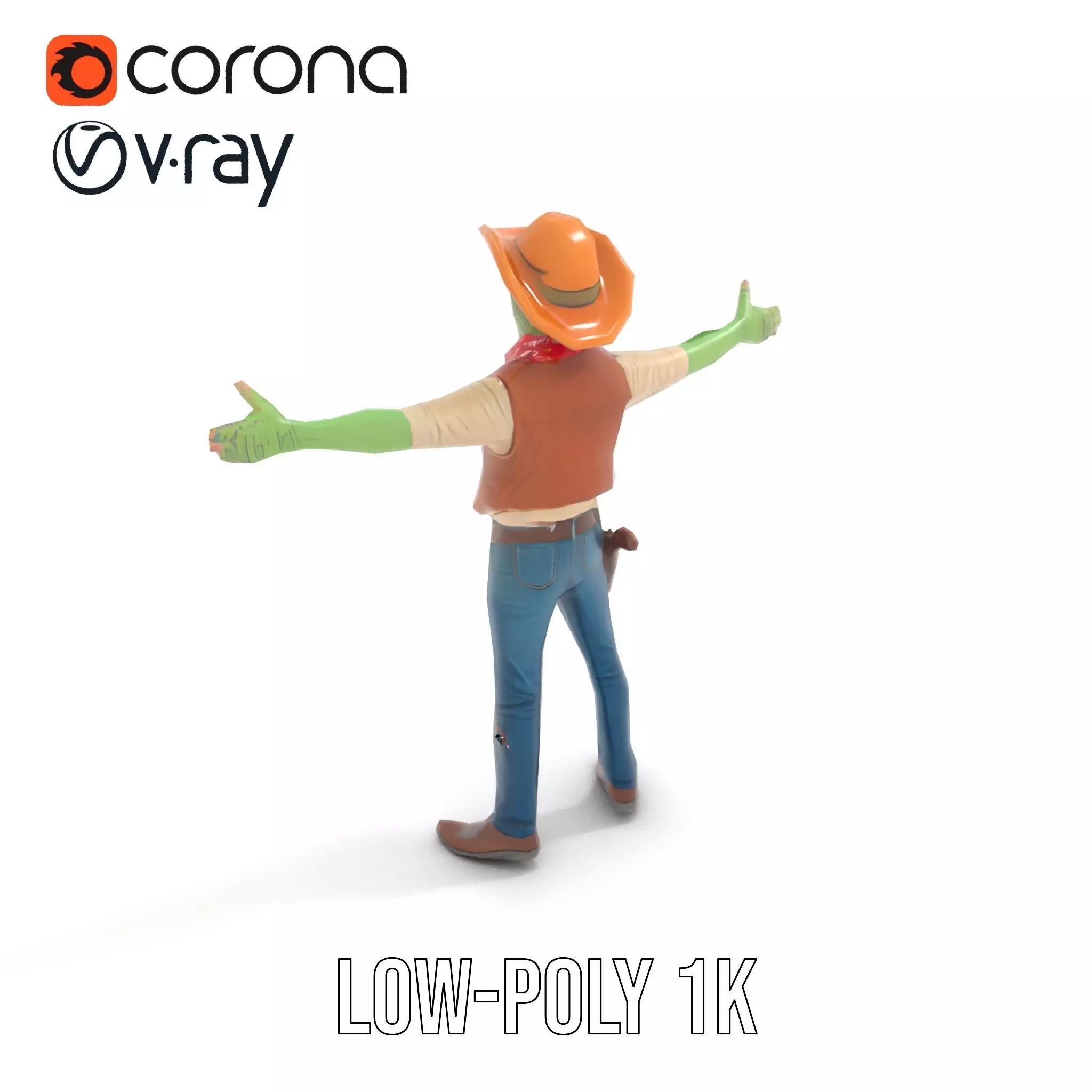 Cowboy Zombie model pack Low-poly 3D model_7