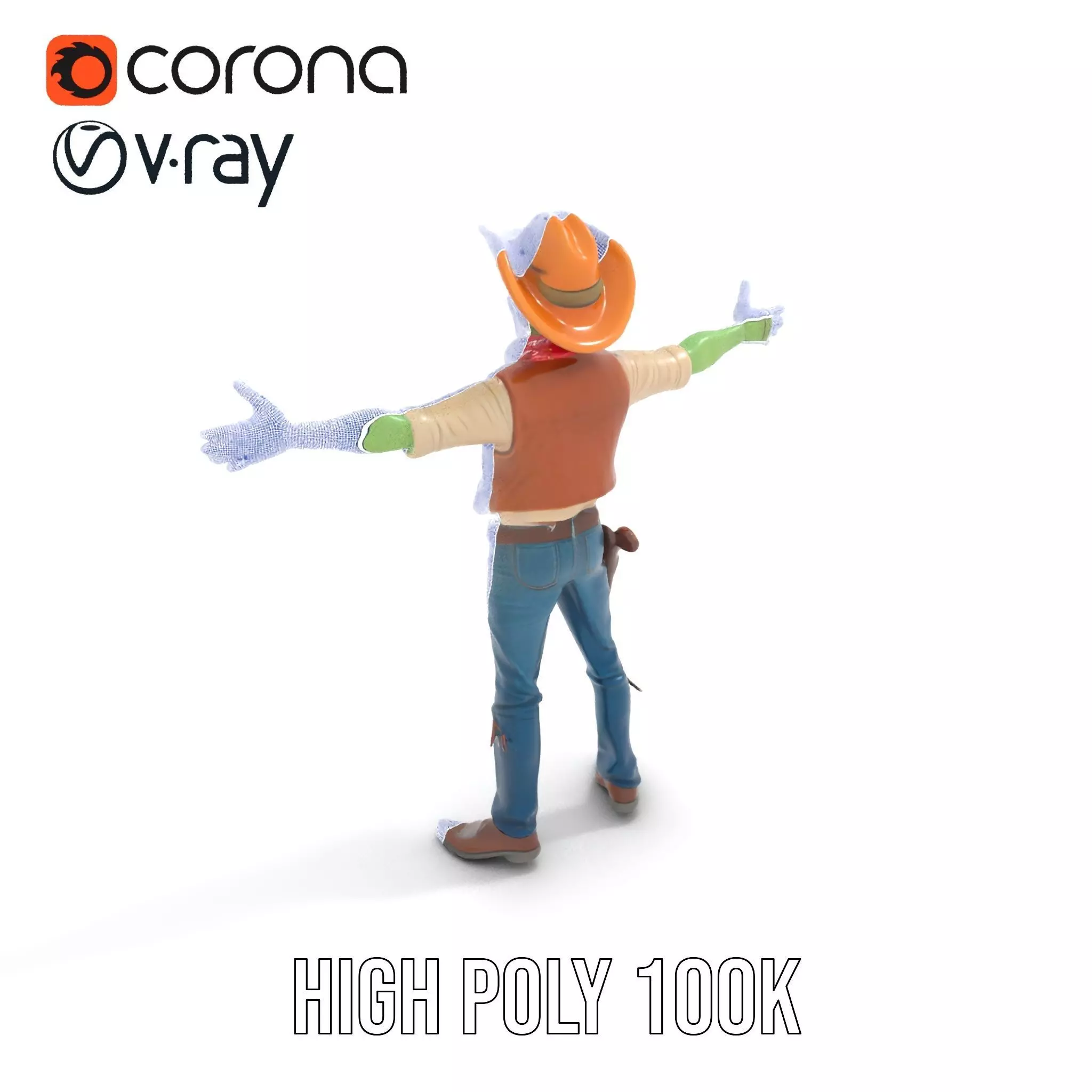 Cowboy Zombie model pack Low-poly 3D model_32