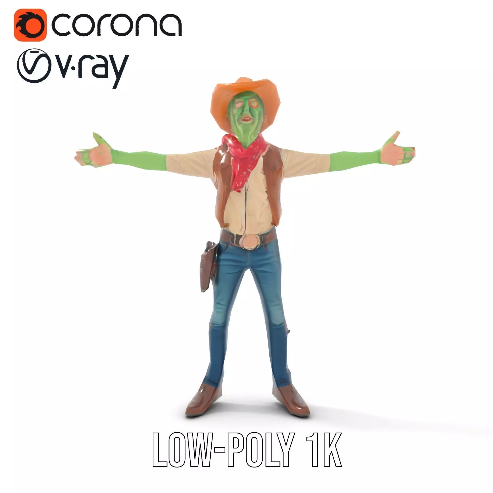 Cowboy Zombie model pack Low-poly 3D model_10