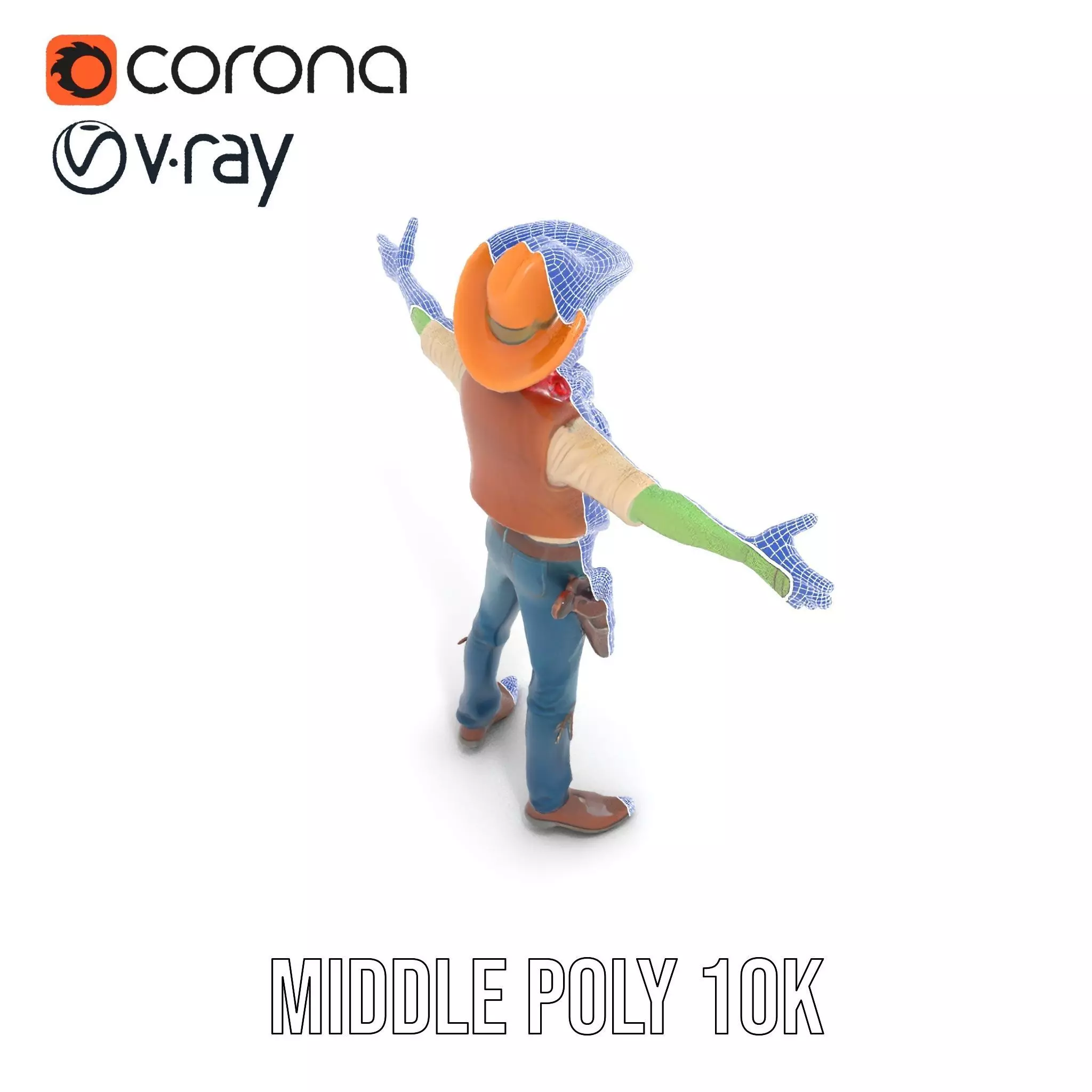 Cowboy Zombie model pack Low-poly 3D model_27