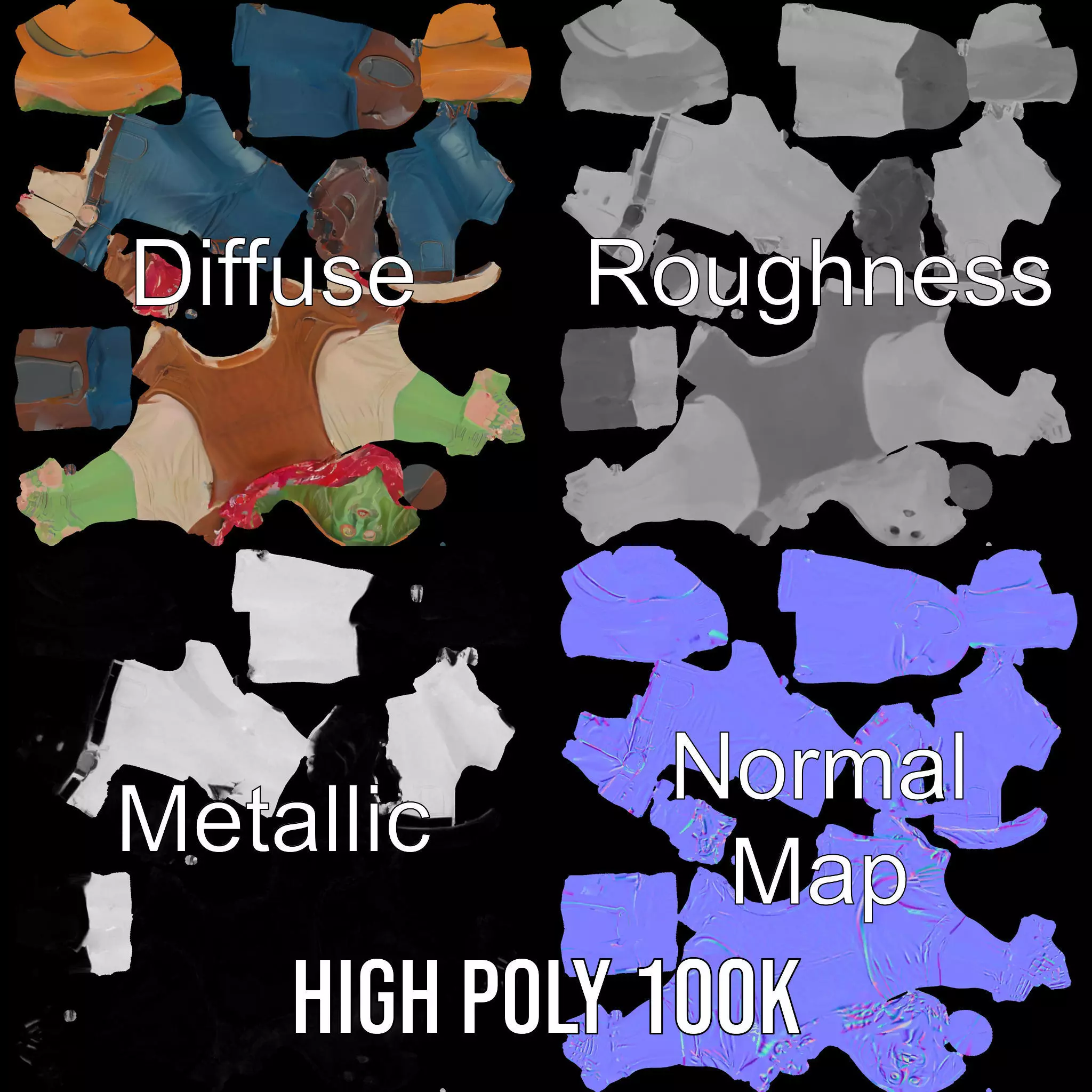 Cowboy Zombie model pack Low-poly 3D model_3