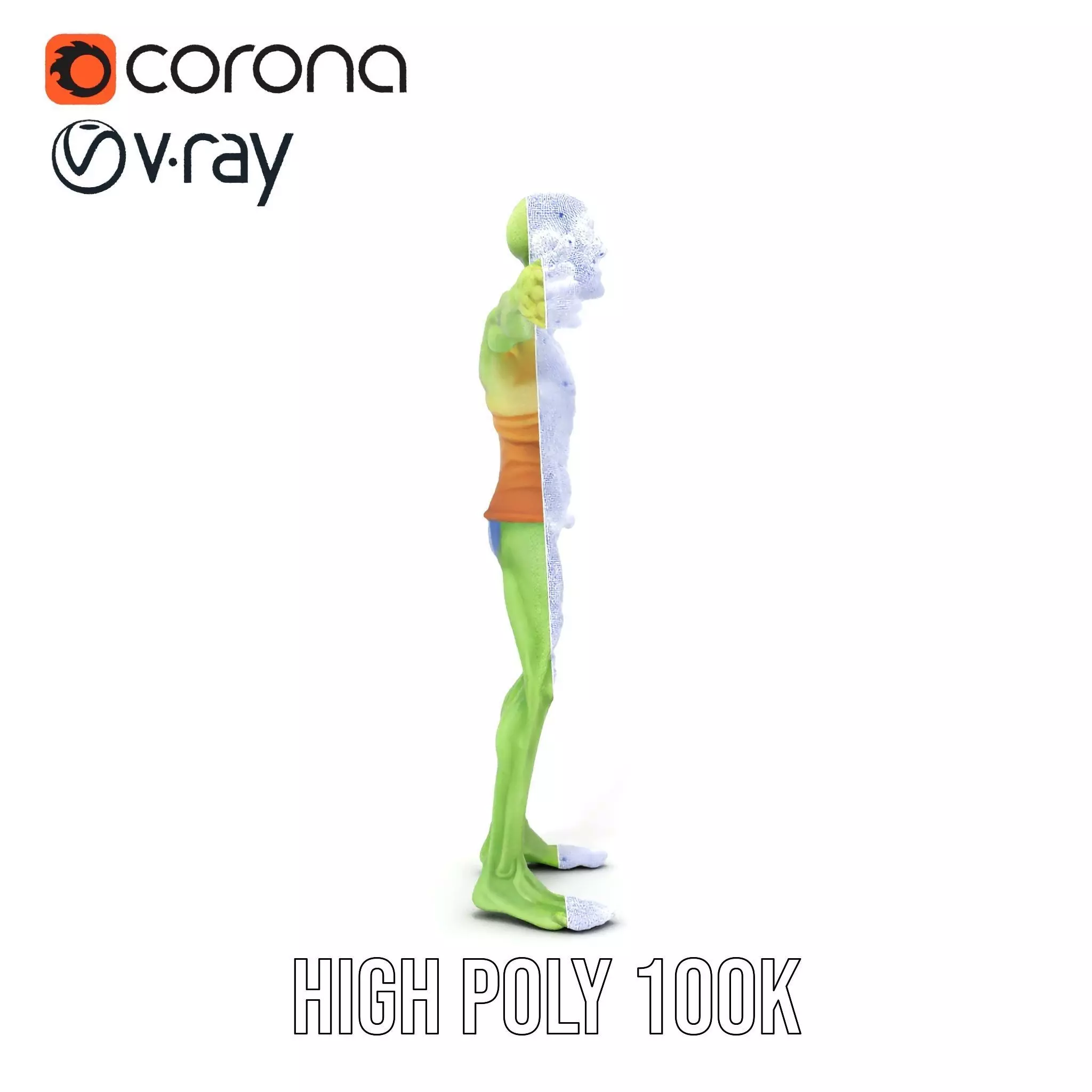 Green Zombie Character model pack Low-poly 3D model_25