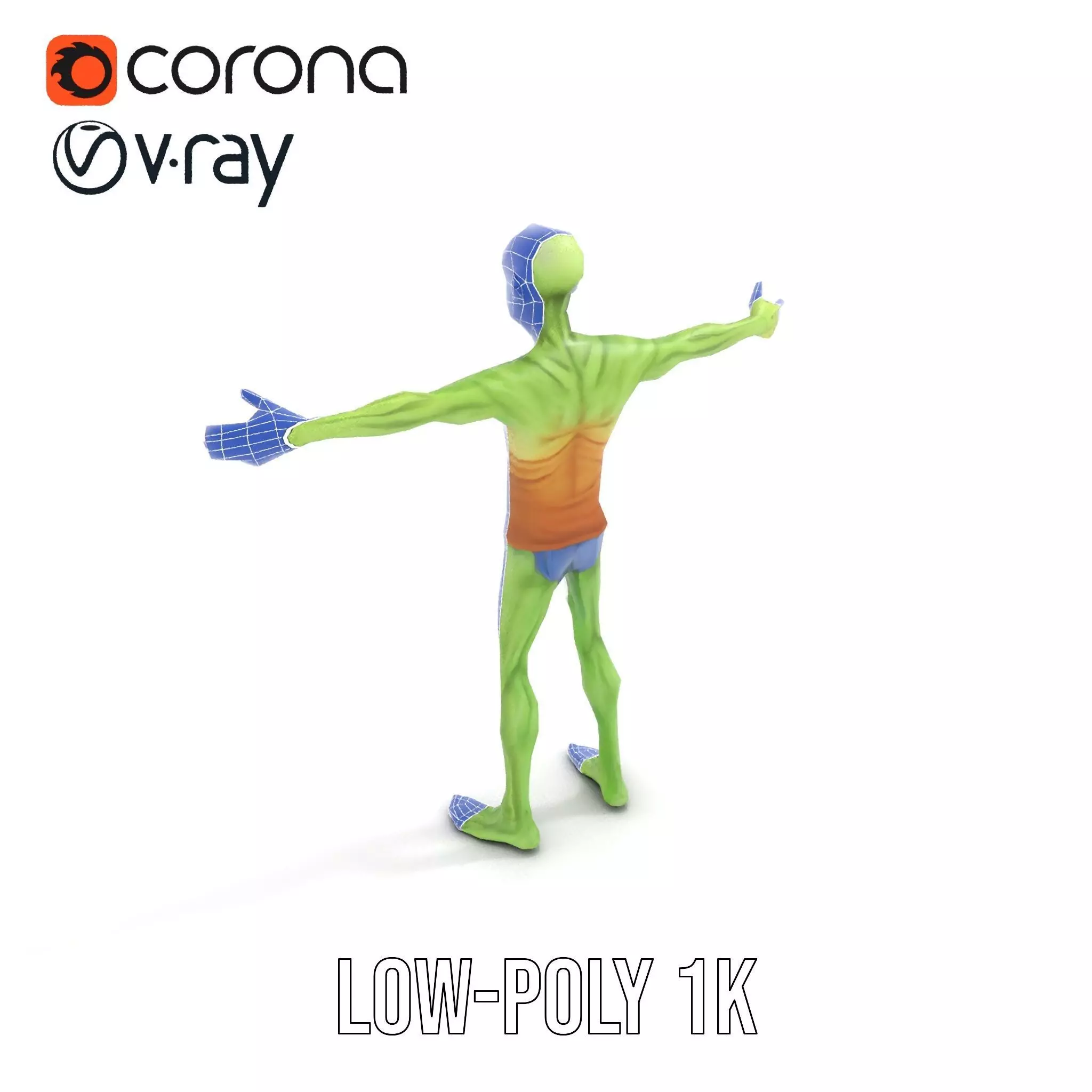 Green Zombie Character model pack Low-poly 3D model_19