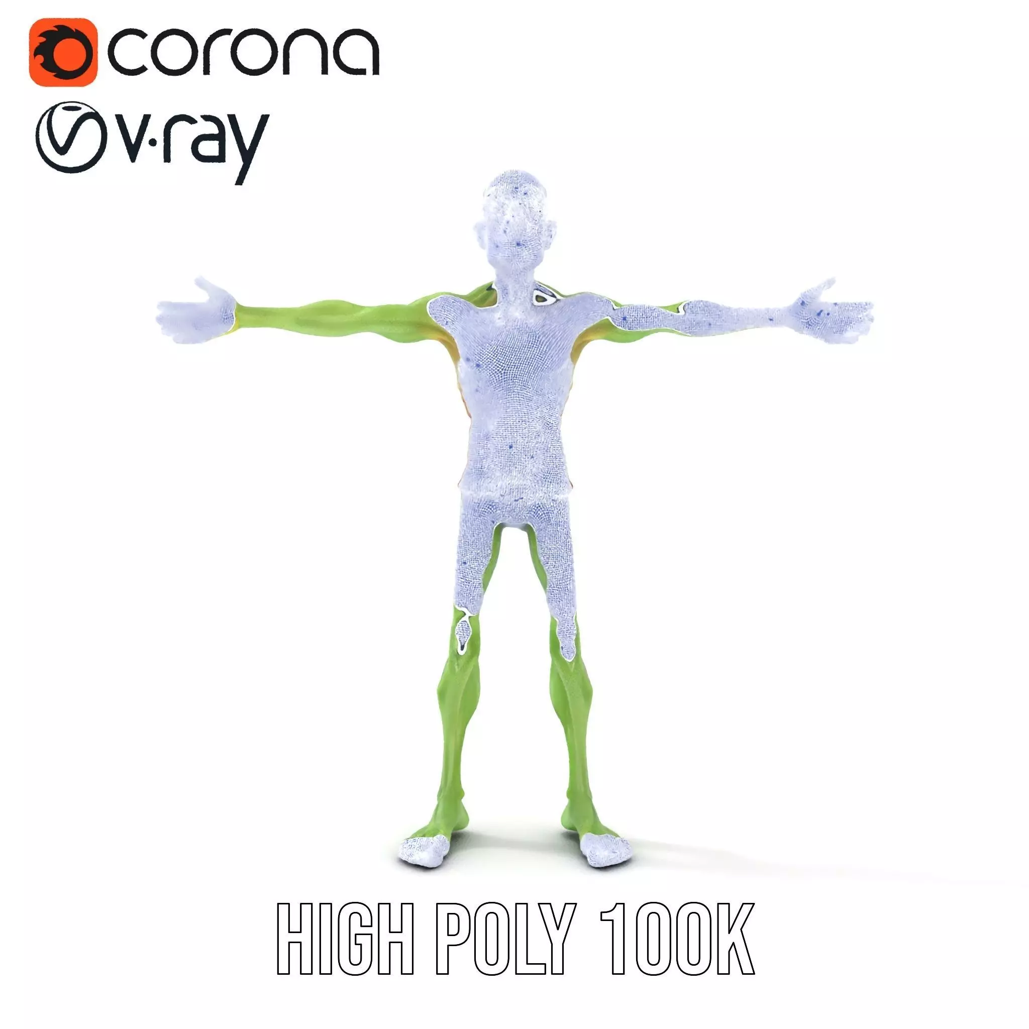 Green Zombie Character model pack Low-poly 3D model_32