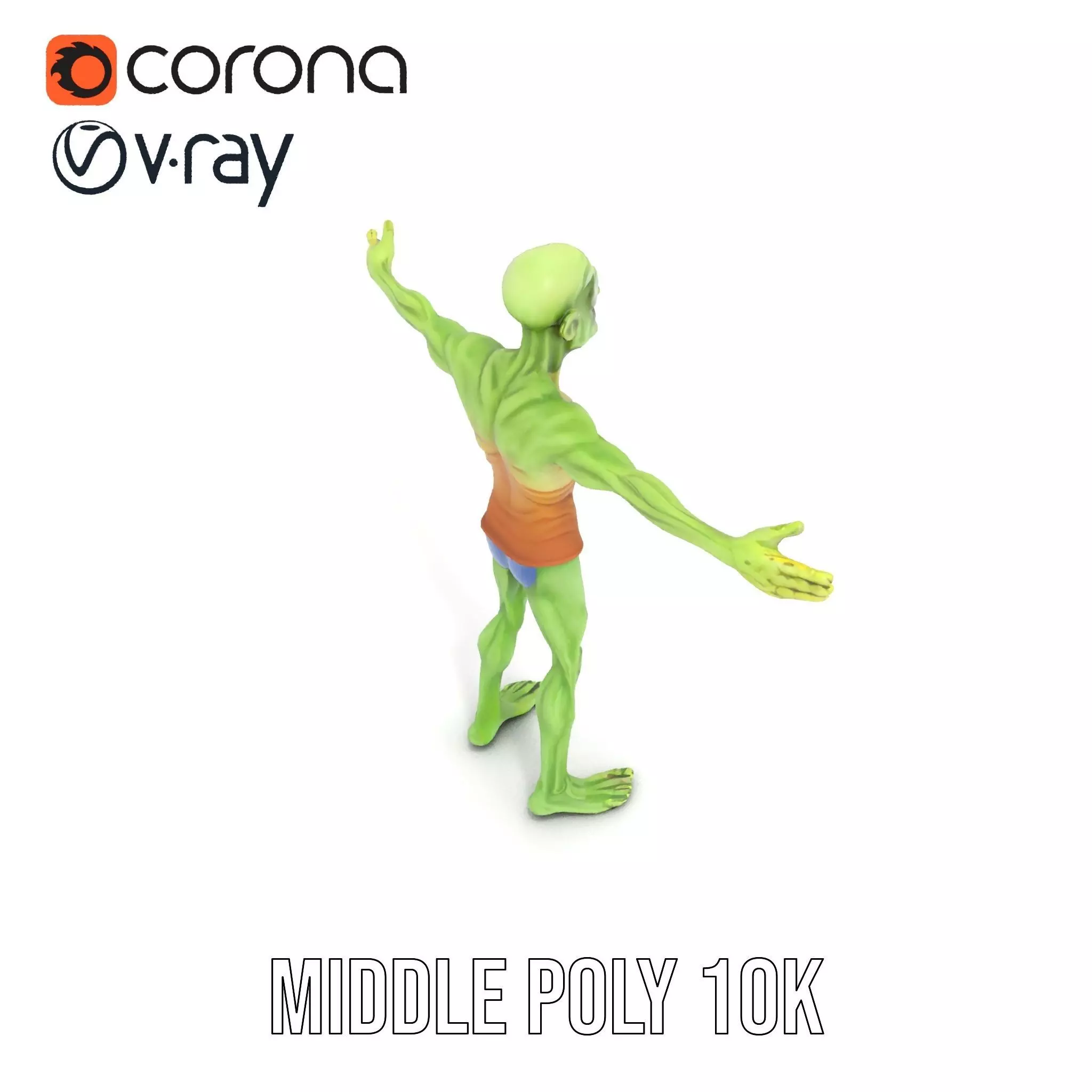 Green Zombie Character model pack Low-poly 3D model_12