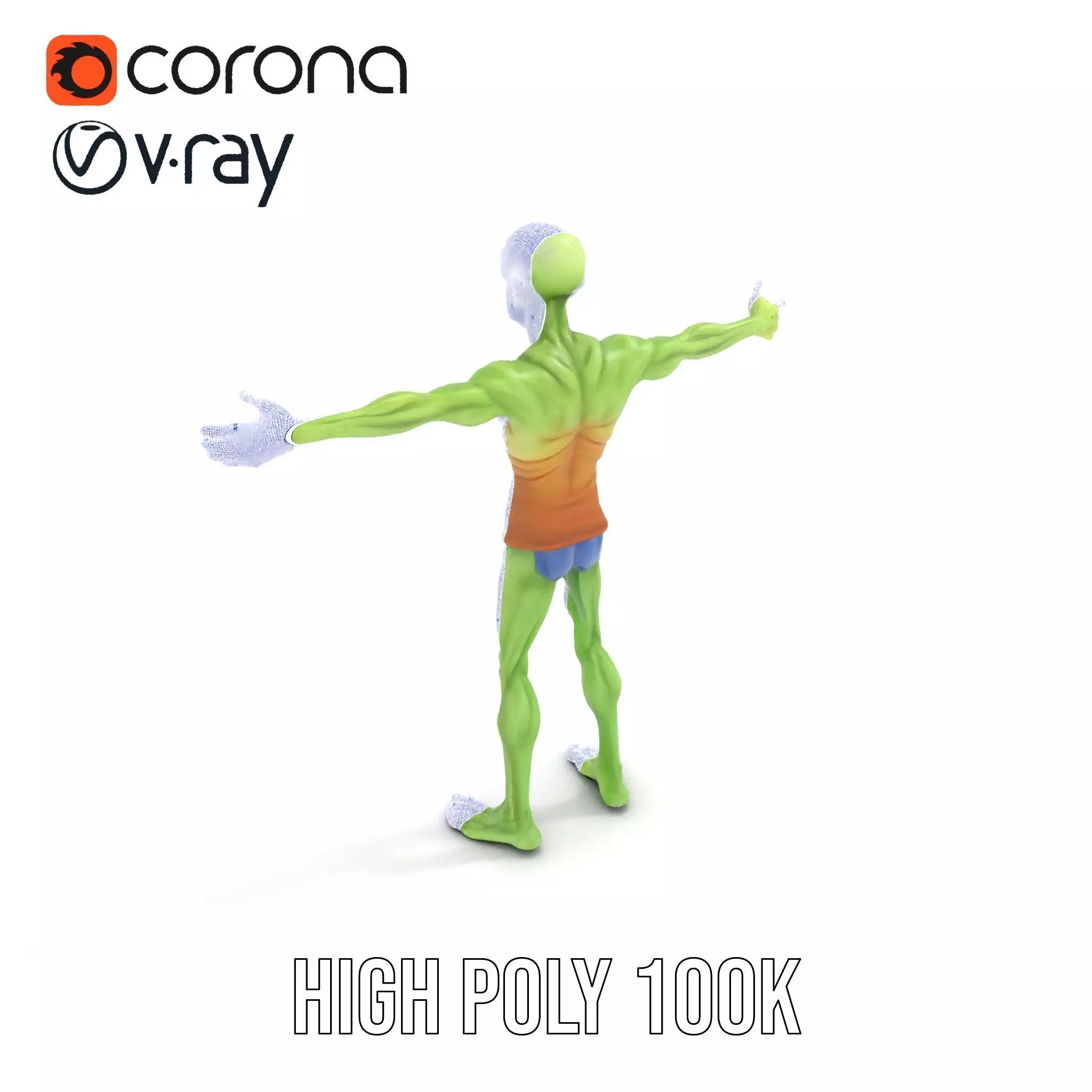 Green Zombie Character model pack Low-poly 3D model_31