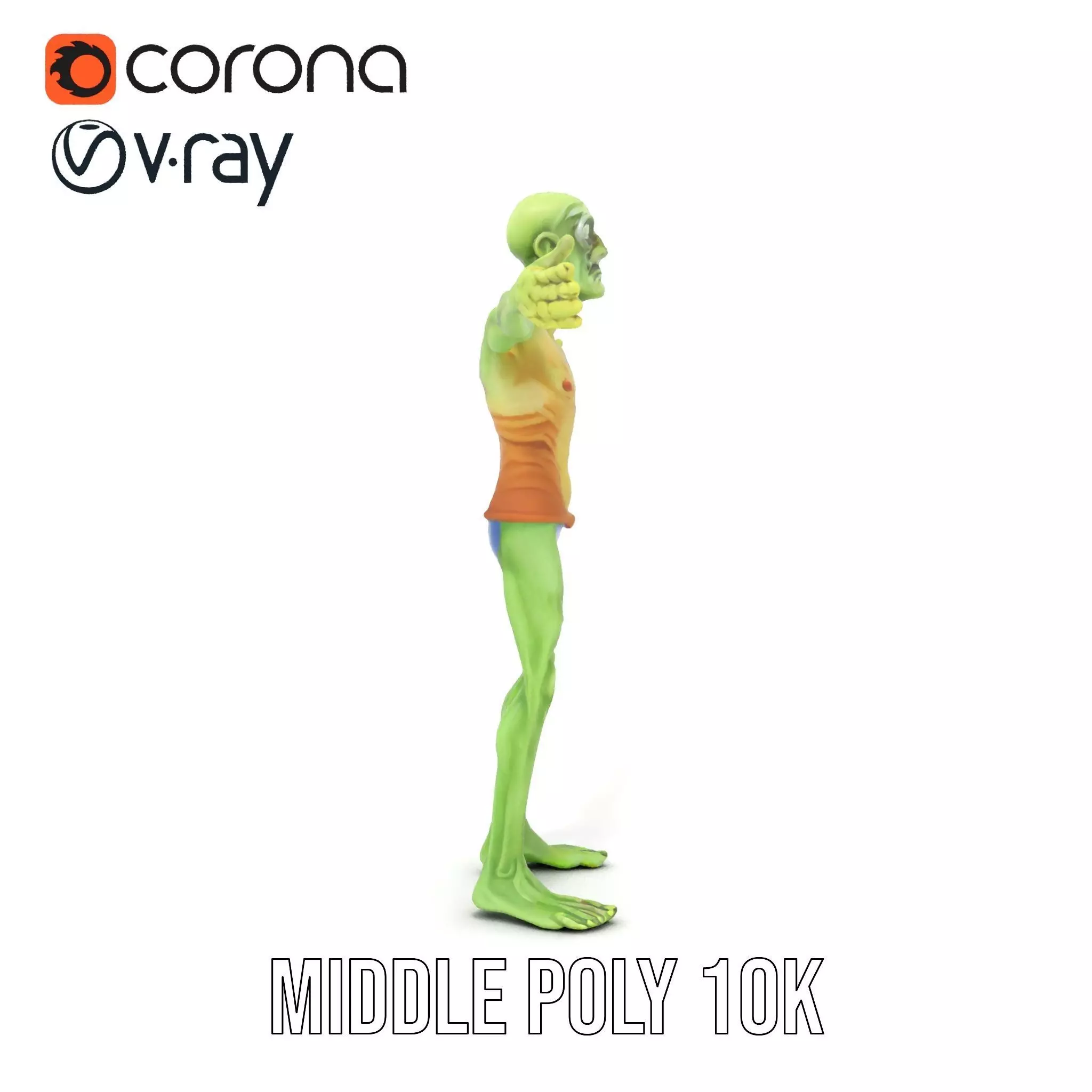 Green Zombie Character model pack Low-poly 3D model_18