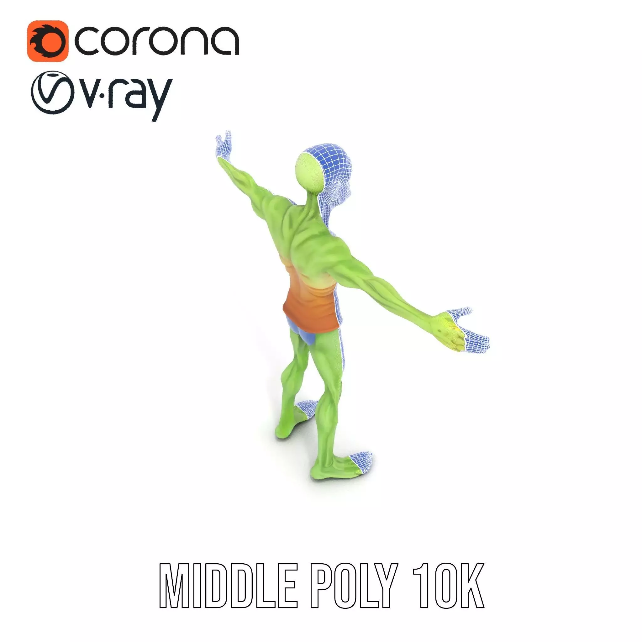 Green Zombie Character model pack Low-poly 3D model_26