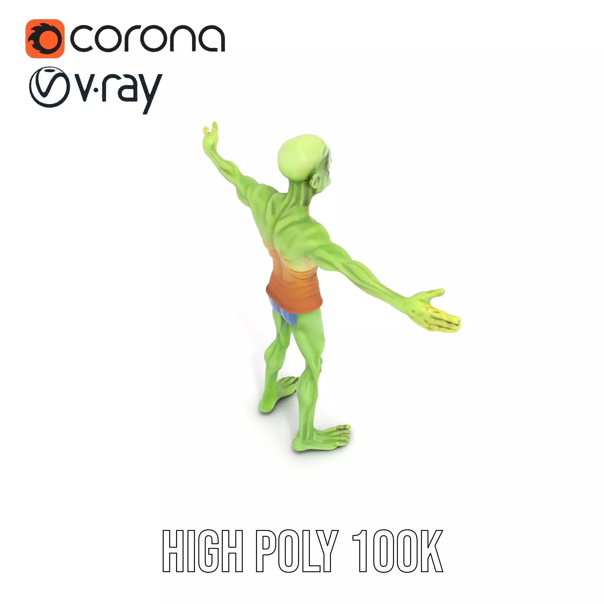 Green Zombie Character model pack Low-poly 3D model_17