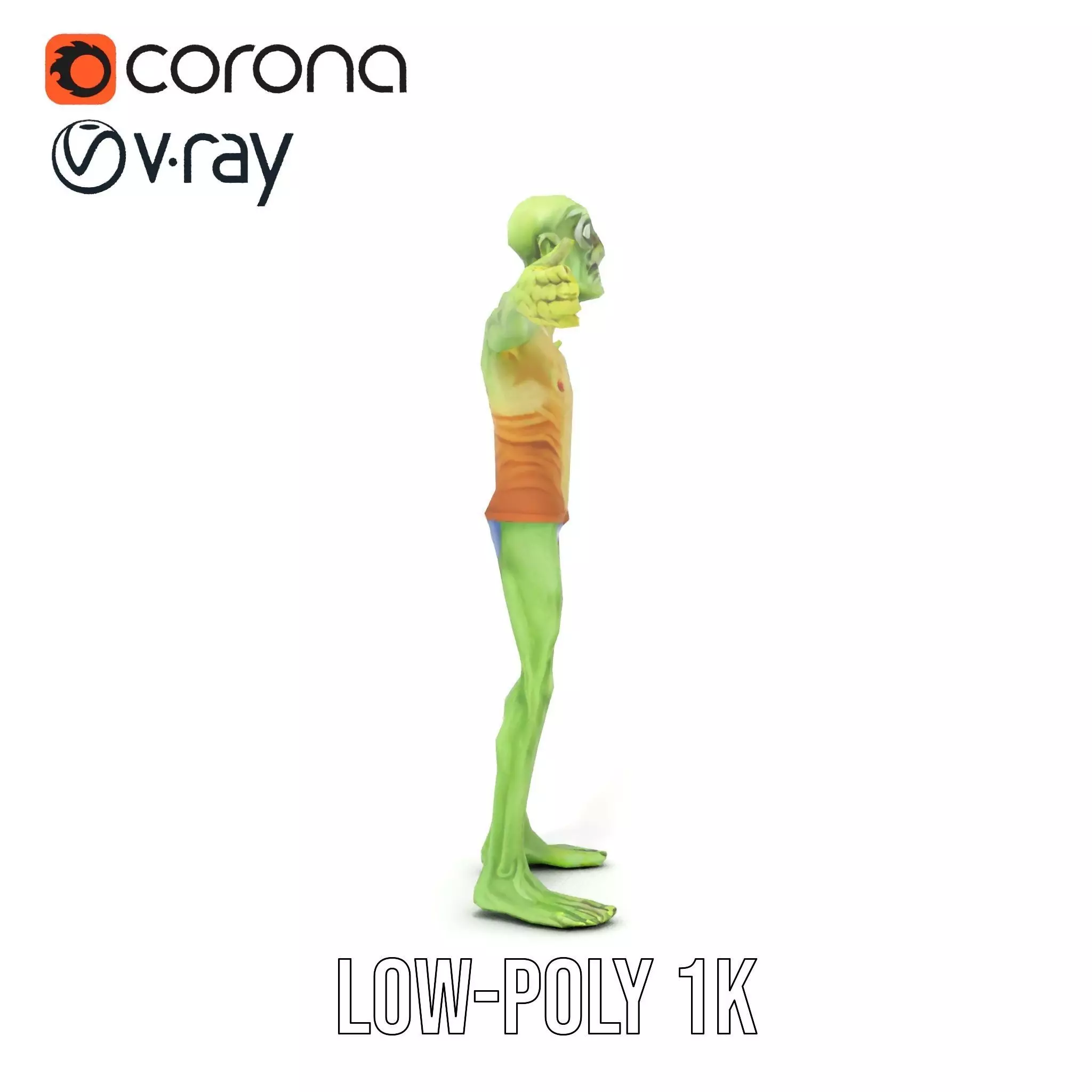 Green Zombie Character model pack Low-poly 3D model_8