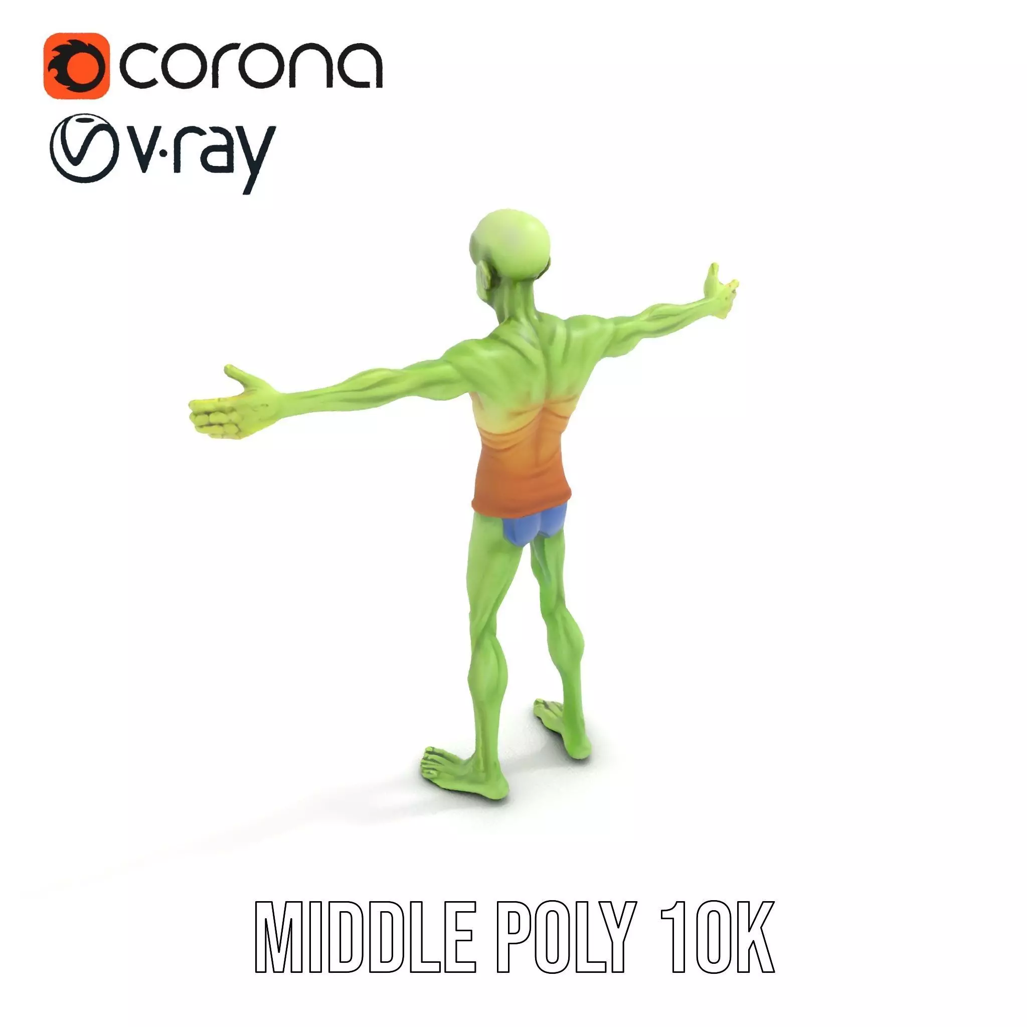 Green Zombie Character model pack Low-poly 3D model_6