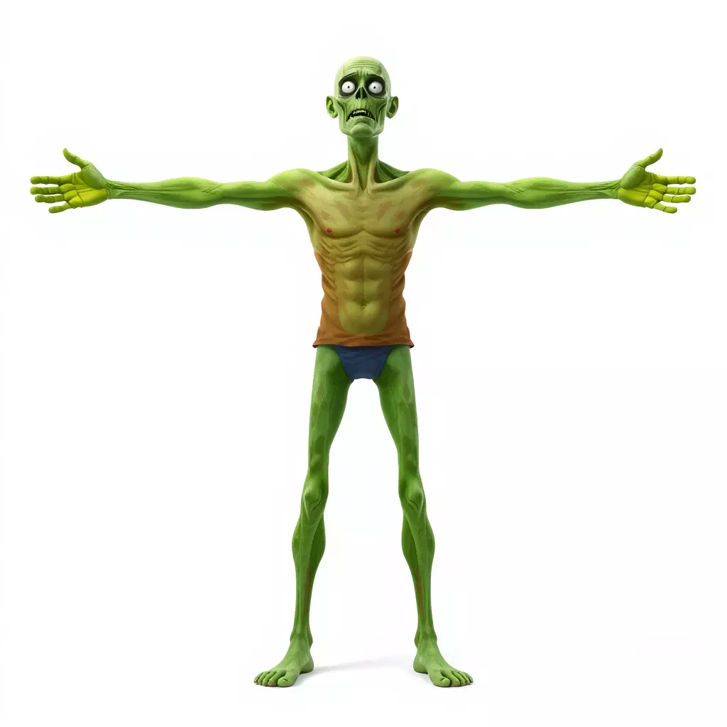 Green Zombie Character model pack Low-poly 3D model_2
