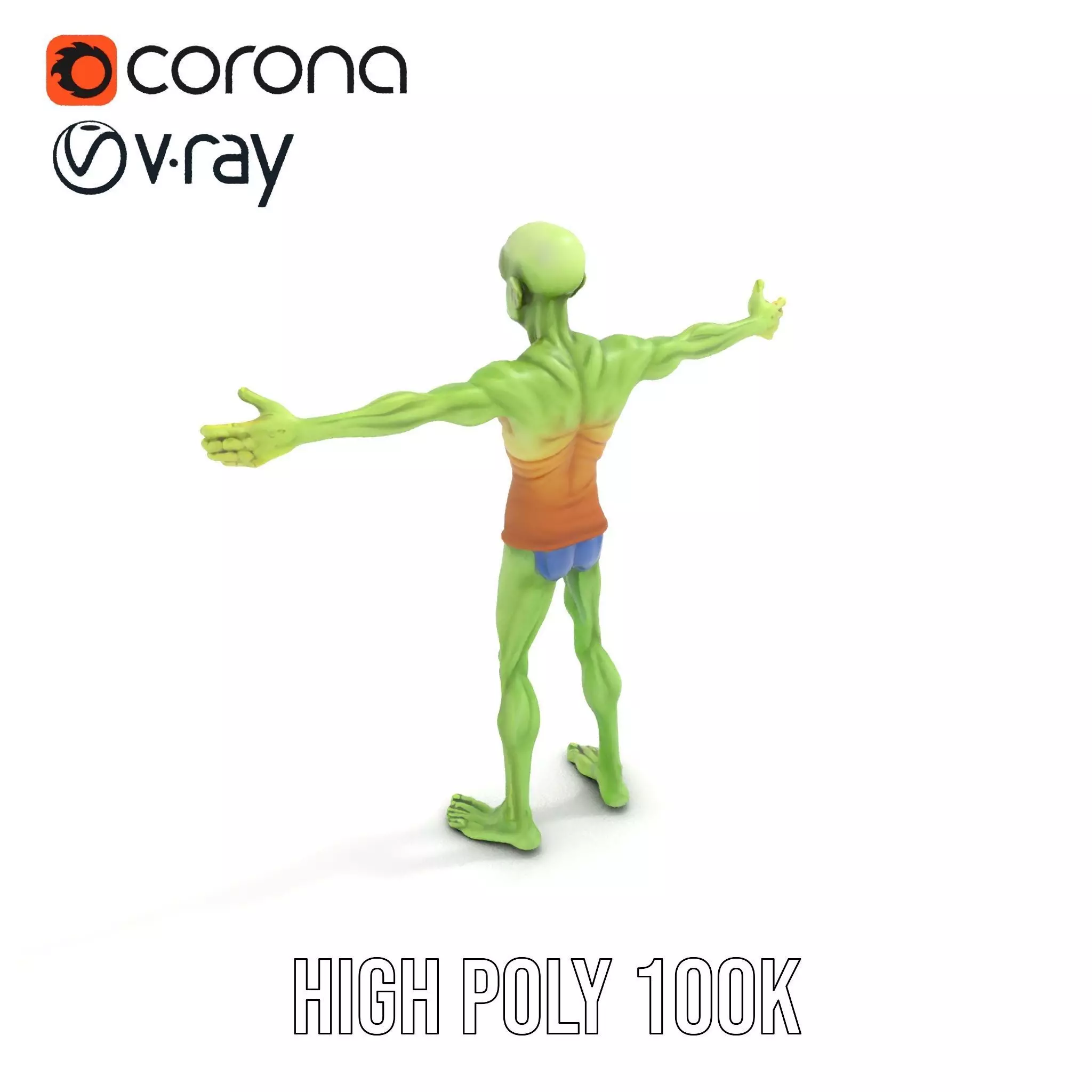 Green Zombie Character model pack Low-poly 3D model_14