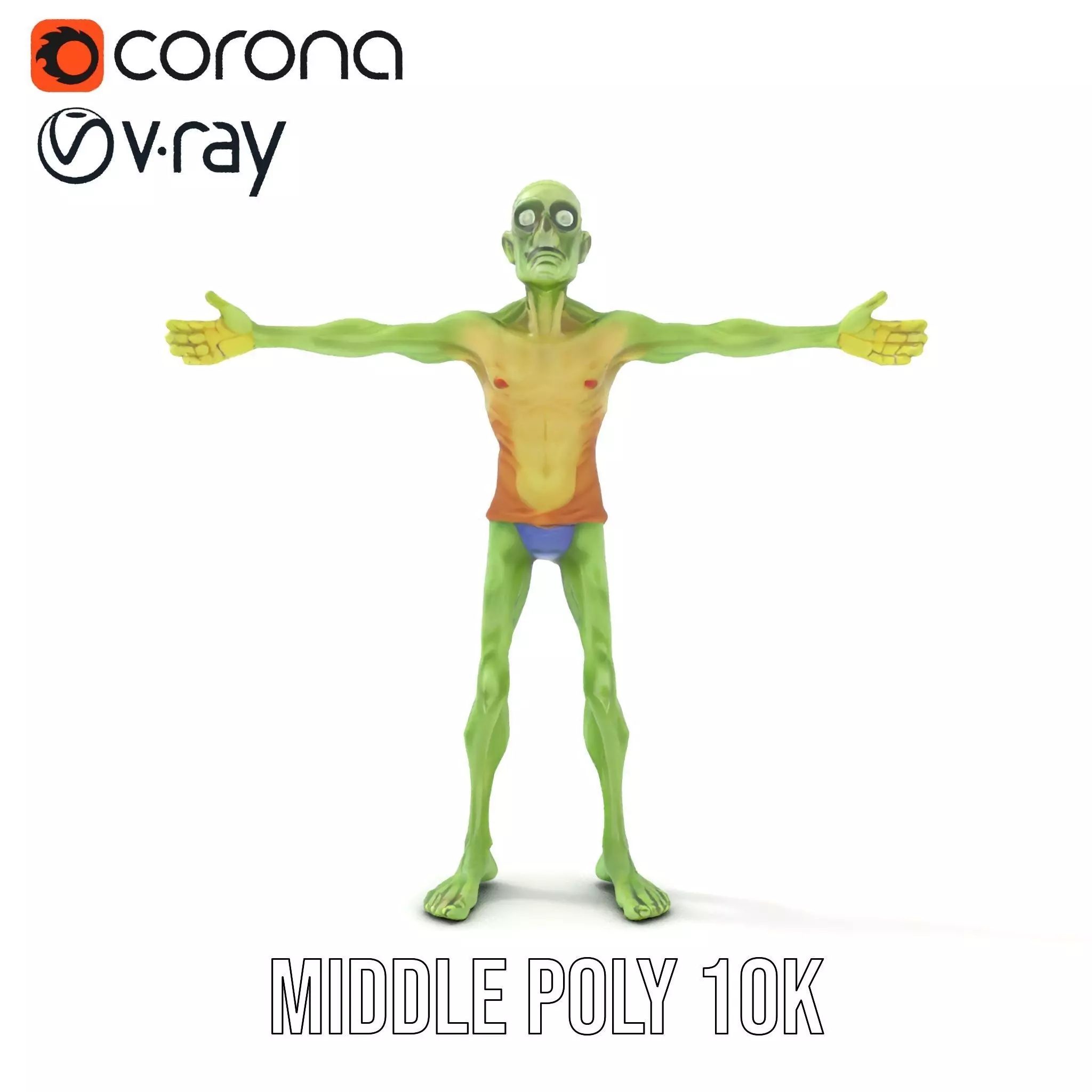 Green Zombie Character model pack Low-poly 3D model_10