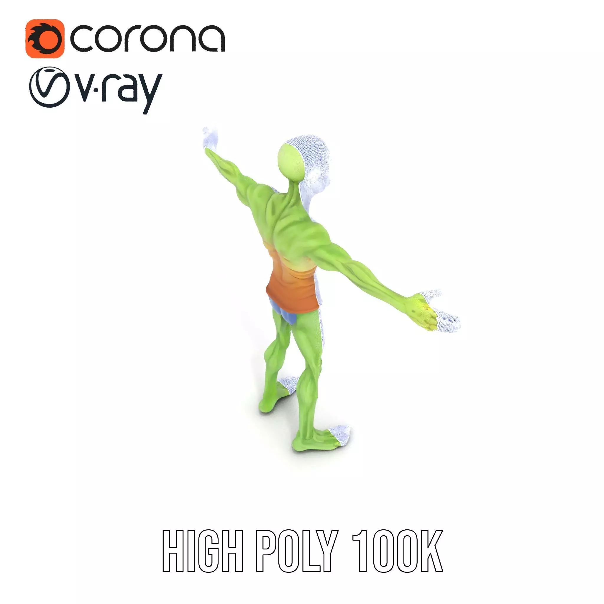 Green Zombie Character model pack Low-poly 3D model_28