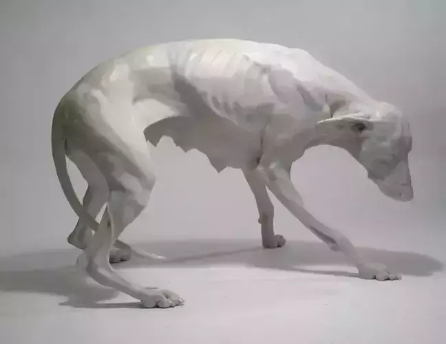White Marble Greyhound Sculpture Realistic Canine