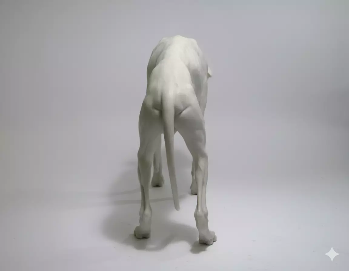 White Marble Greyhound Sculpture Realistic Canine Low-poly 3D model_1