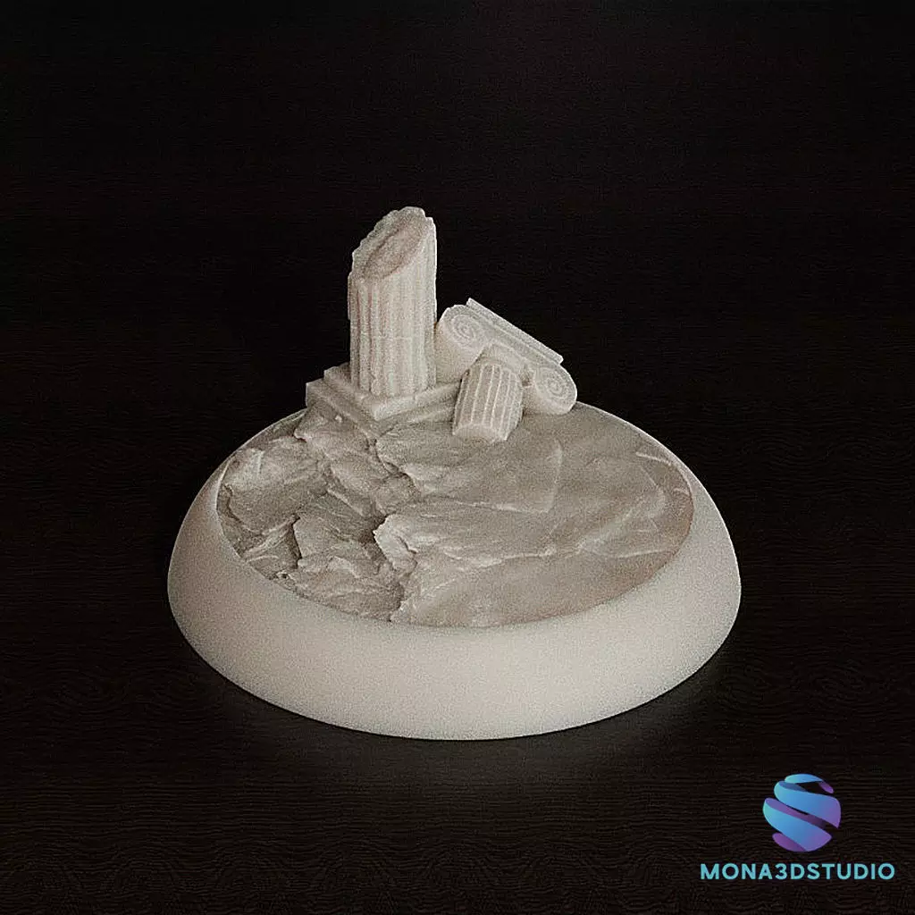 Ancient Ruins Base - 25-32-40-50mm- Pre-supported 3D print model_1
