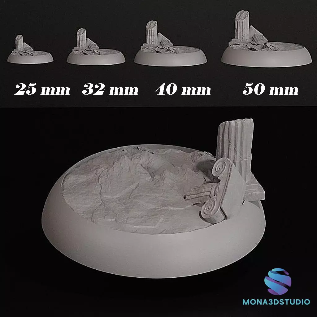Ancient Ruins Base - 25-32-40-50mm- Pre-supported 3D print model_2