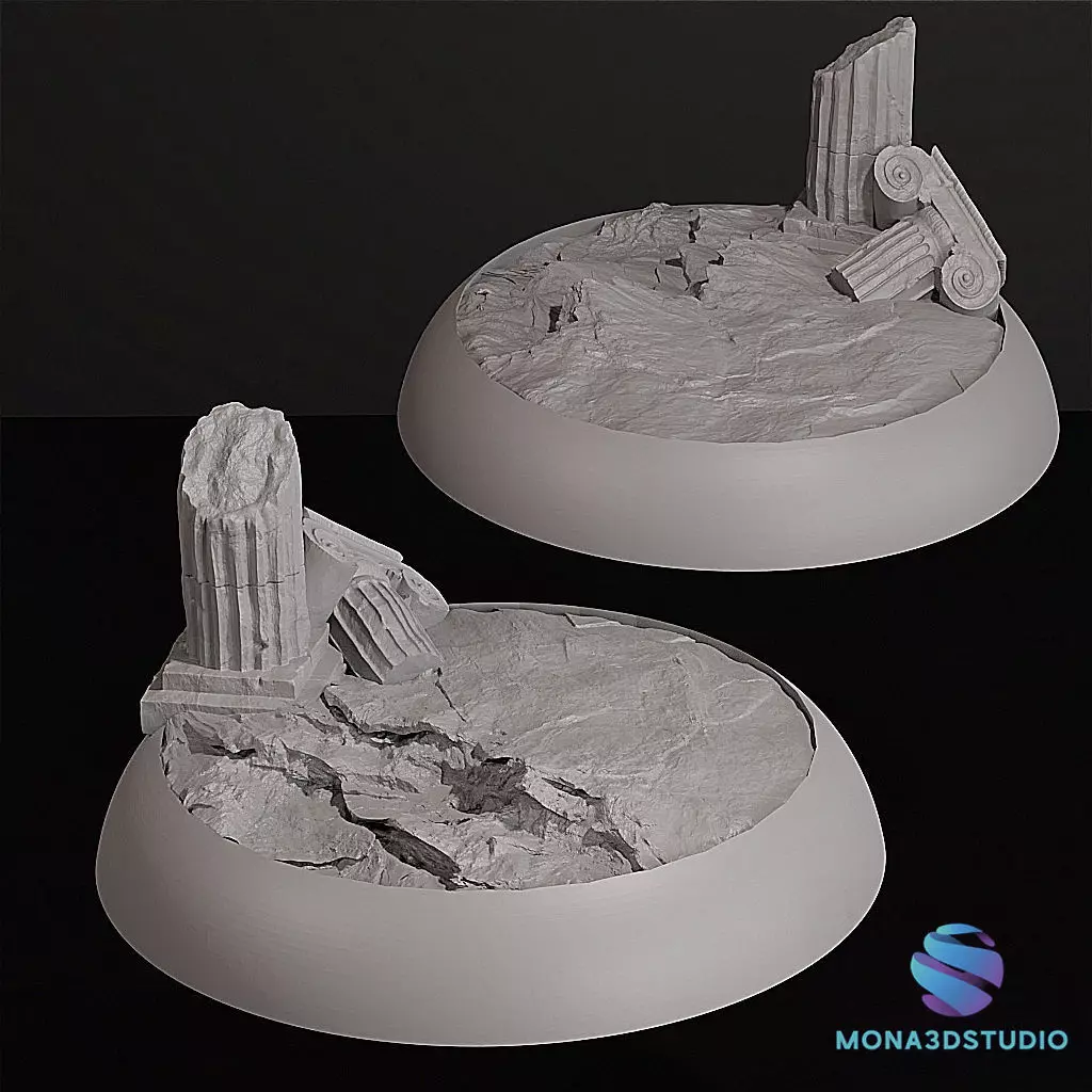 Ancient Ruins Base - 25-32-40-50mm- Pre-supported 3D print model_0