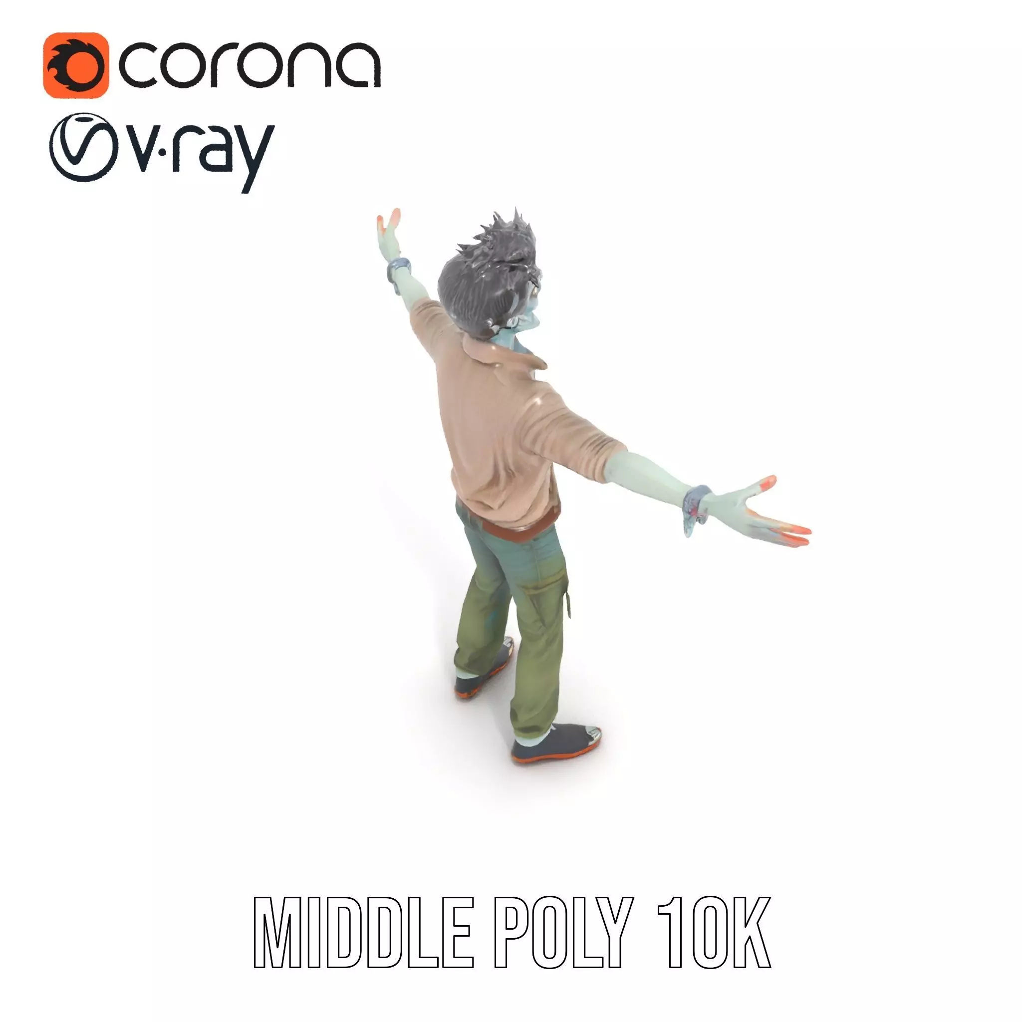 Quirky Zombie Character model pack Low-poly 3D model_10