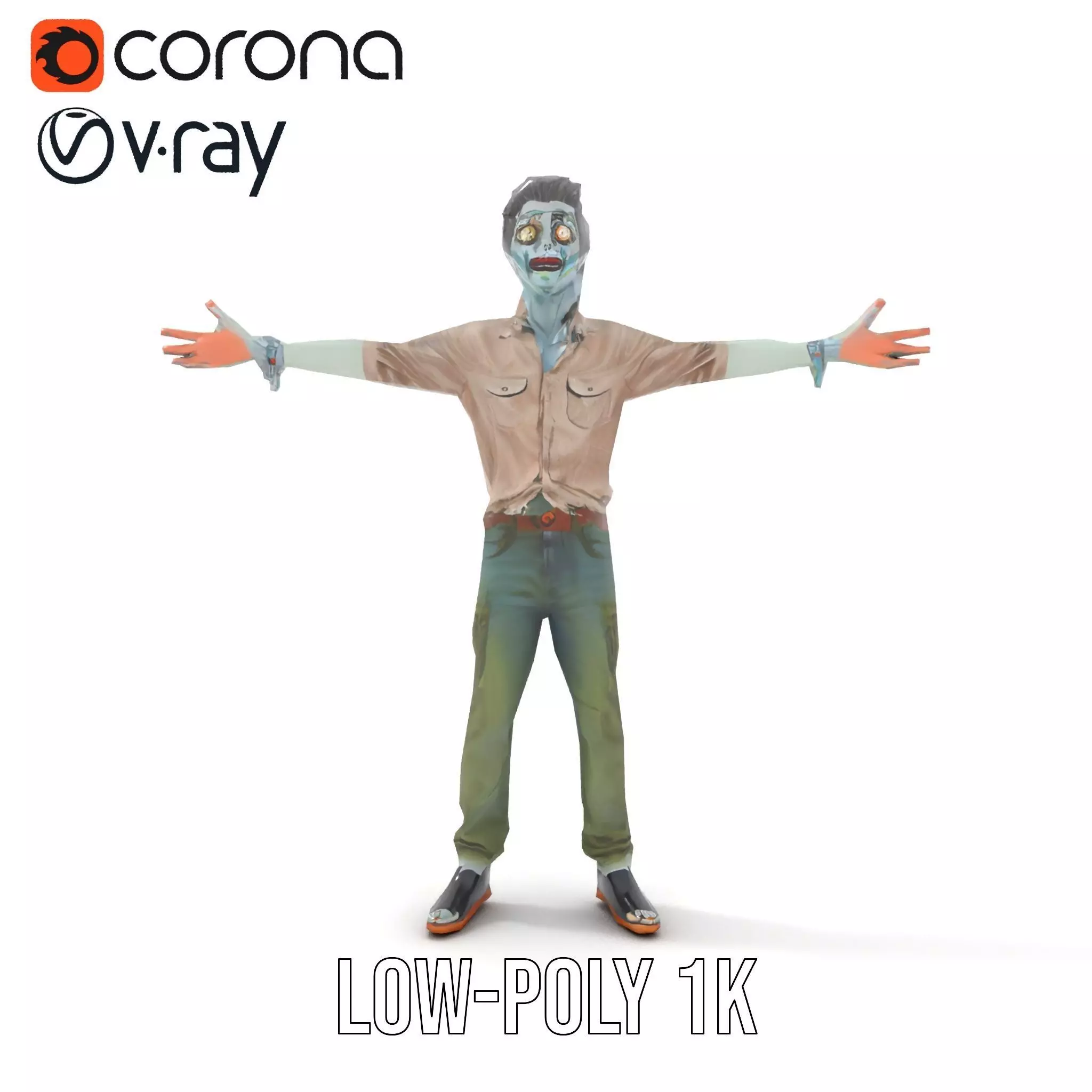 Quirky Zombie Character model pack Low-poly 3D model_19
