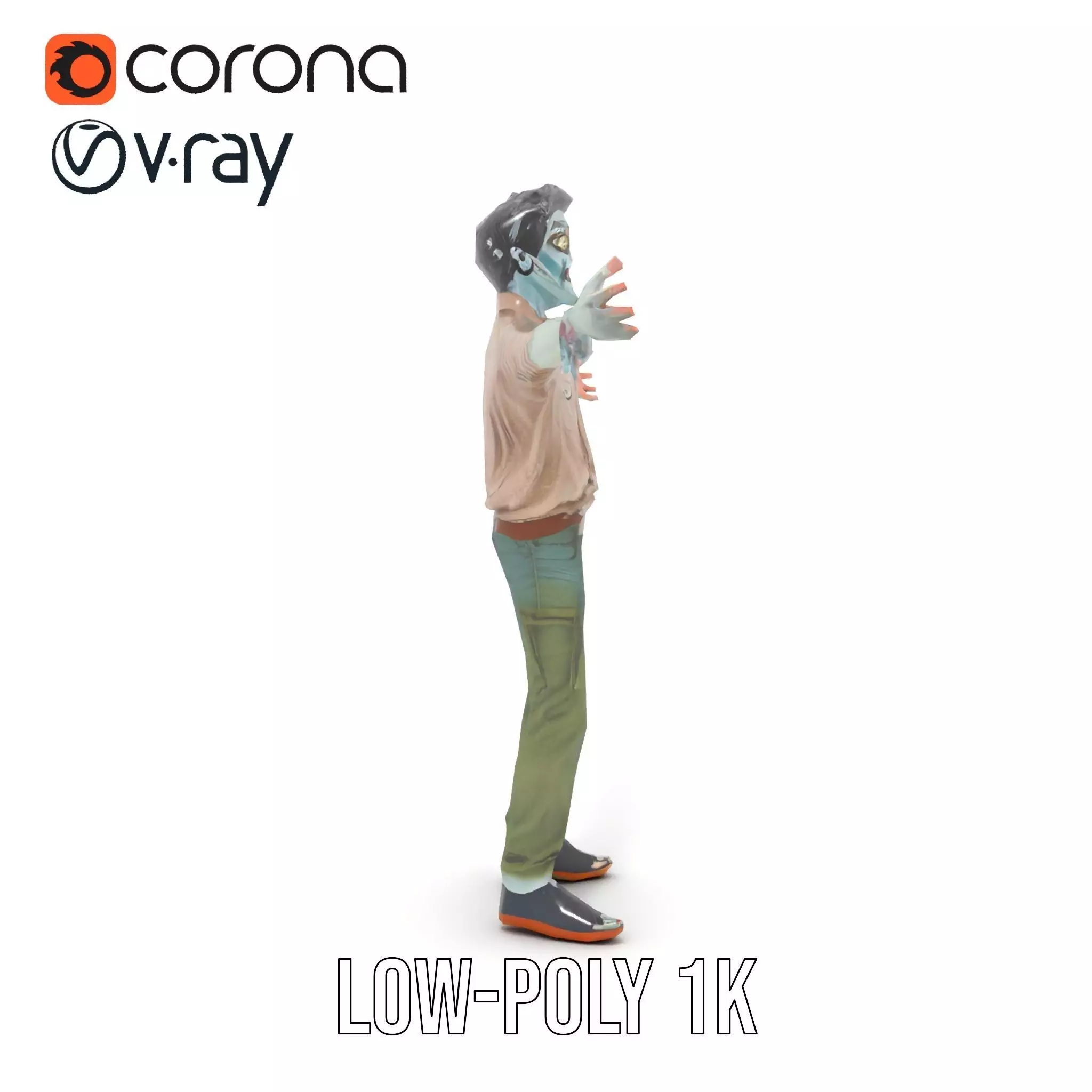 Quirky Zombie Character model pack Low-poly 3D model_25