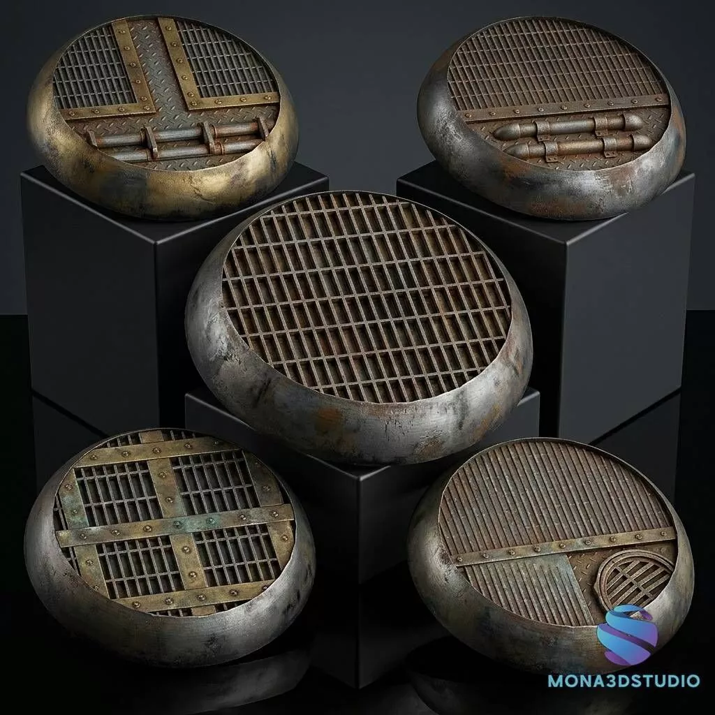 Industrial Bases Set - 5 Designs -25-32-40-50 STL 3D print model