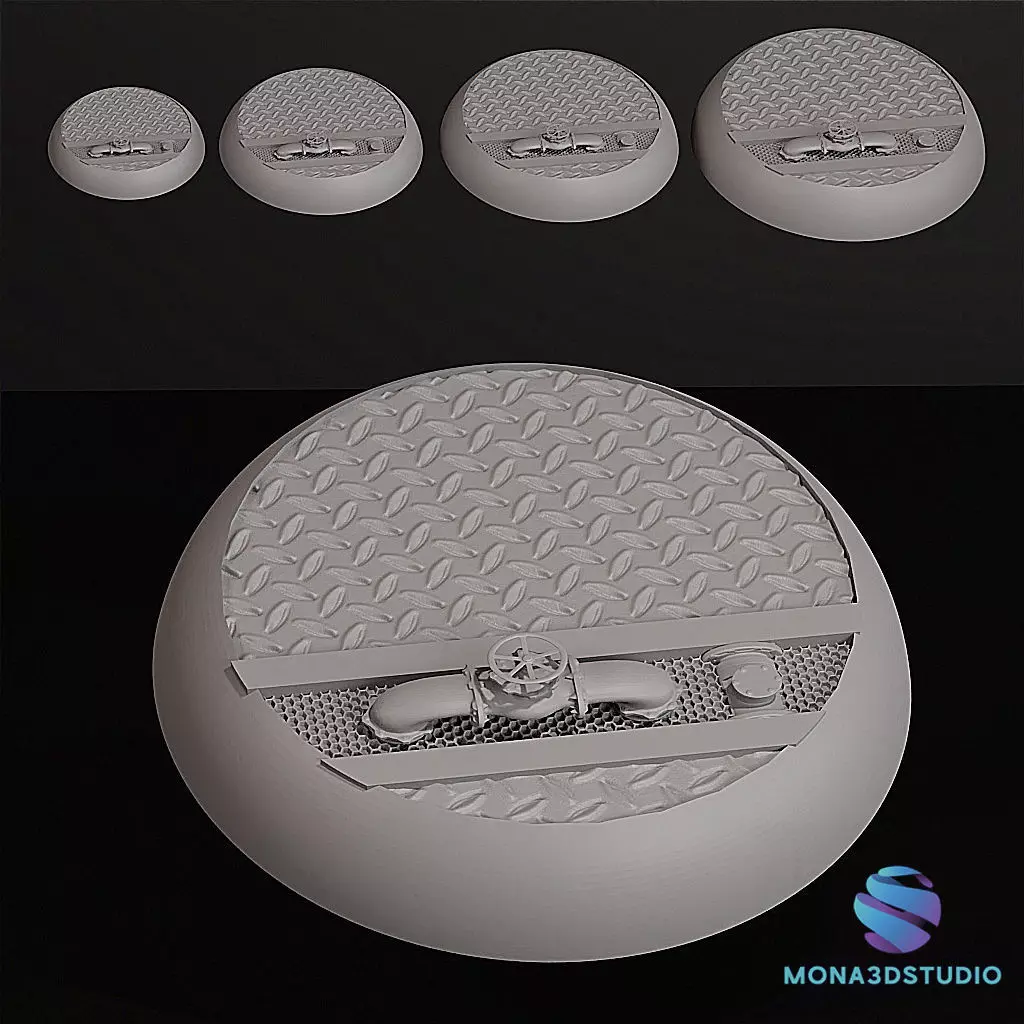 Cyberpunk Industrial Bases Set - 5 Unique Designs -25-32-40-50 3D print model_3