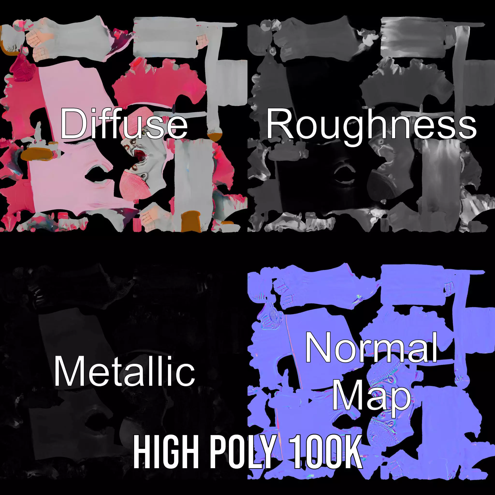 Colorful Zombie model pack Low-poly 3D model_3