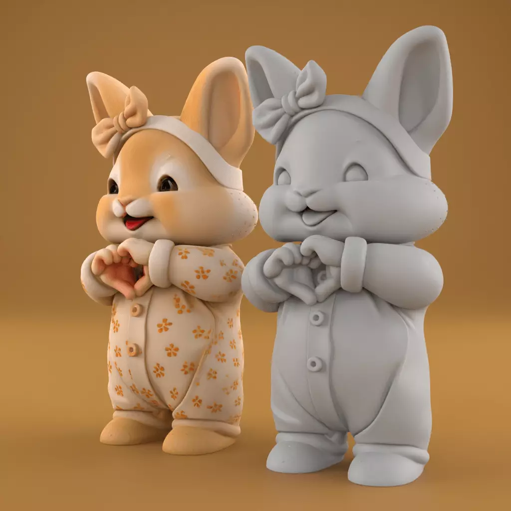 Adorable 3D Bunny Figurine Brings Joy and Happiness STL 3D print model_1