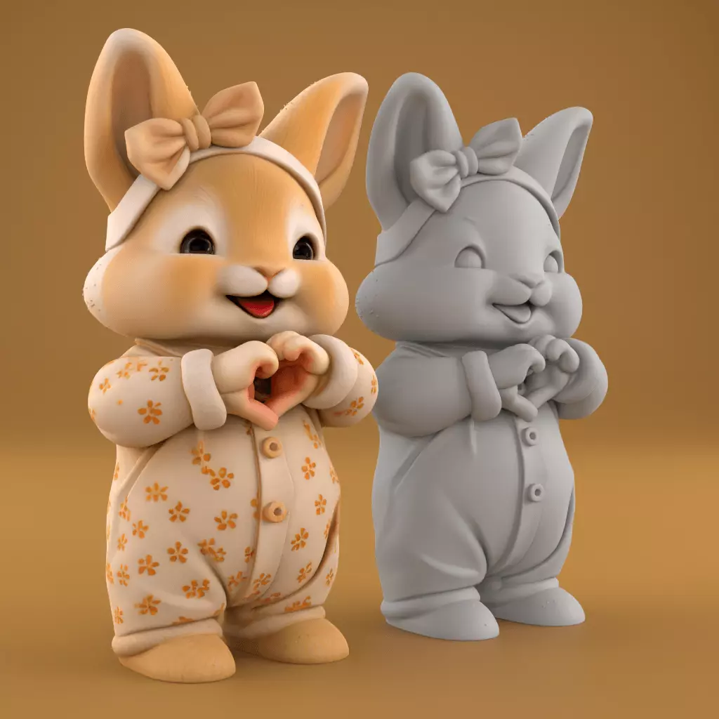Adorable 3D Bunny Figurine Brings Joy and Happiness STL 3D print model_3