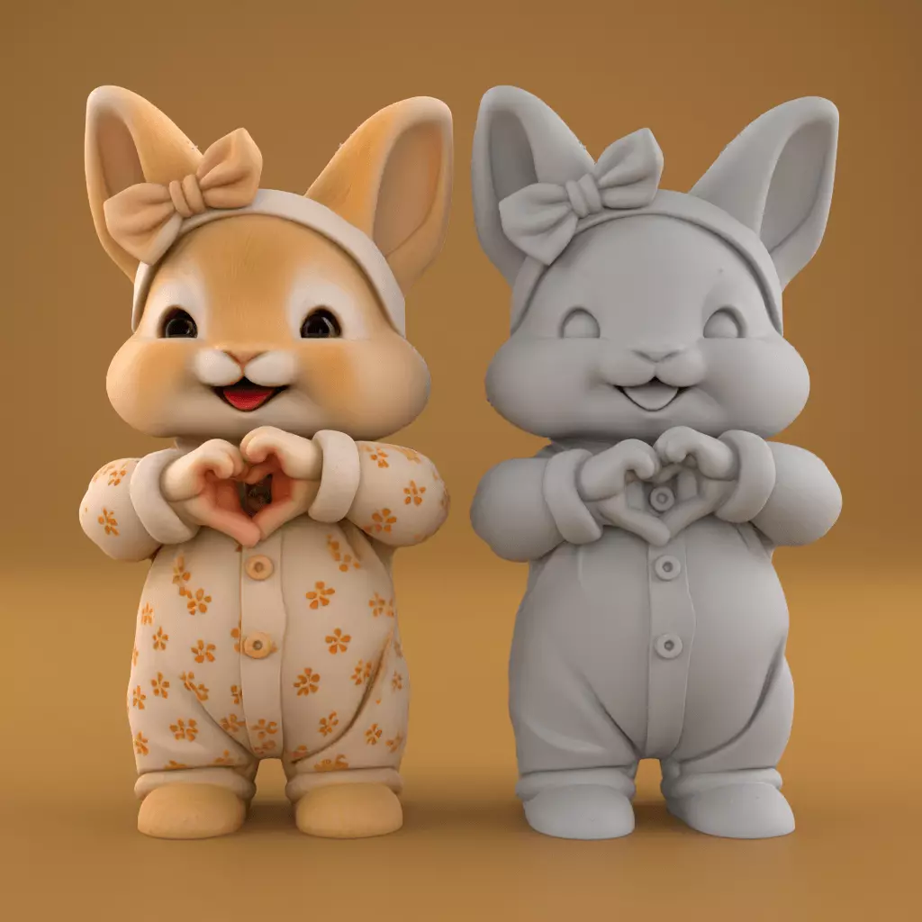 Adorable 3D Bunny Figurine Brings Joy and Happiness STL 3D print model_0