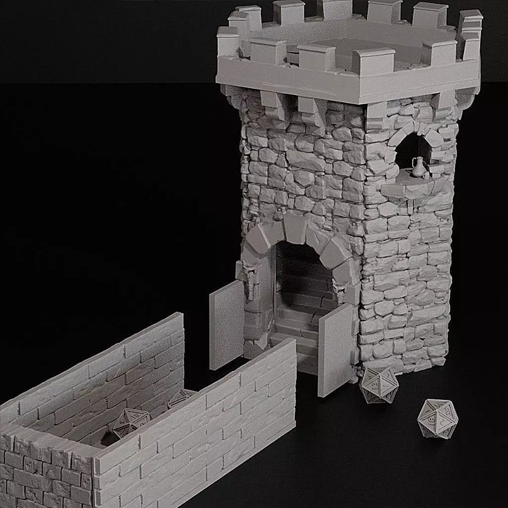 Modular Dice Tower in Two Parts - Medieval Castle   3D print model_2